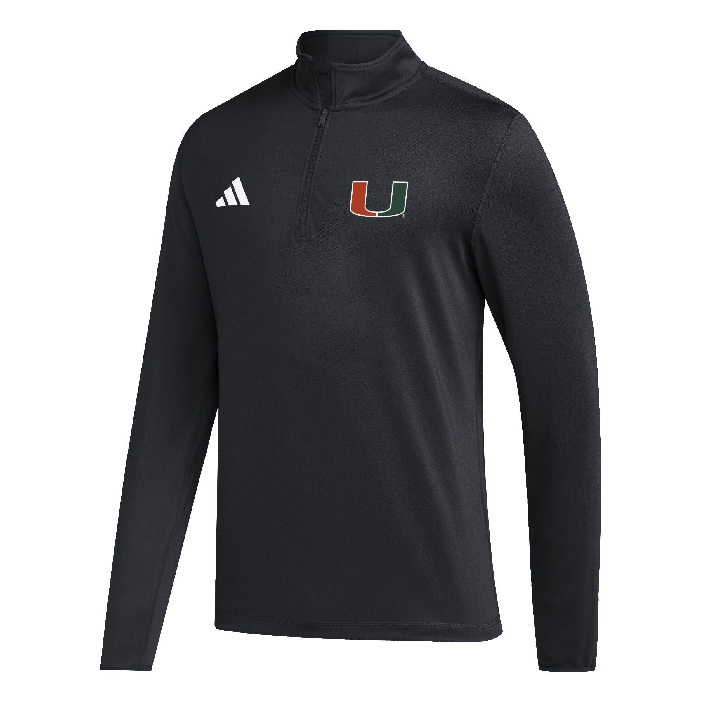 Miami Hurricanes adidas U Logo 1/4 Zip Golf L/S Training Top - Black