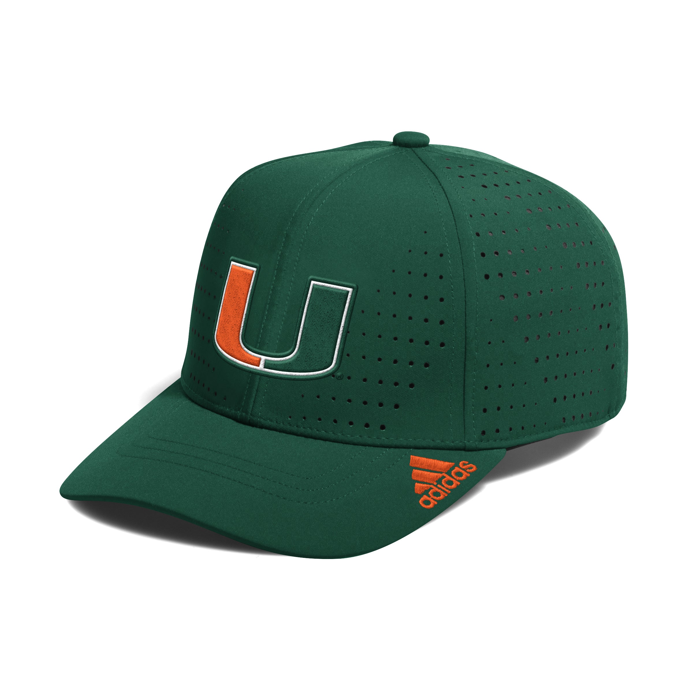 Miami Hurricanes 2024 adidas Structured Perforated Adjustable Hat - Green