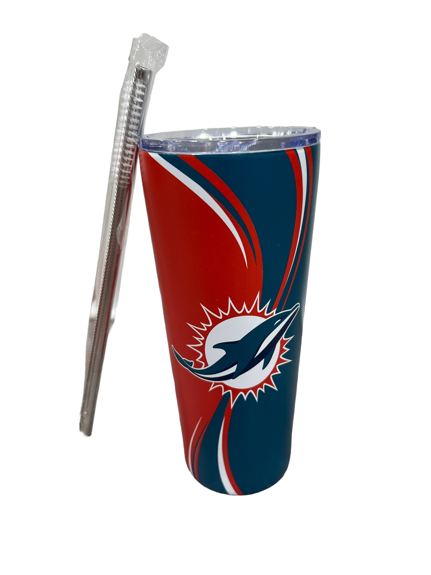 Miami Dolphins 20 Swirl Stainless Steel Tumbler Gift Set w/Straw