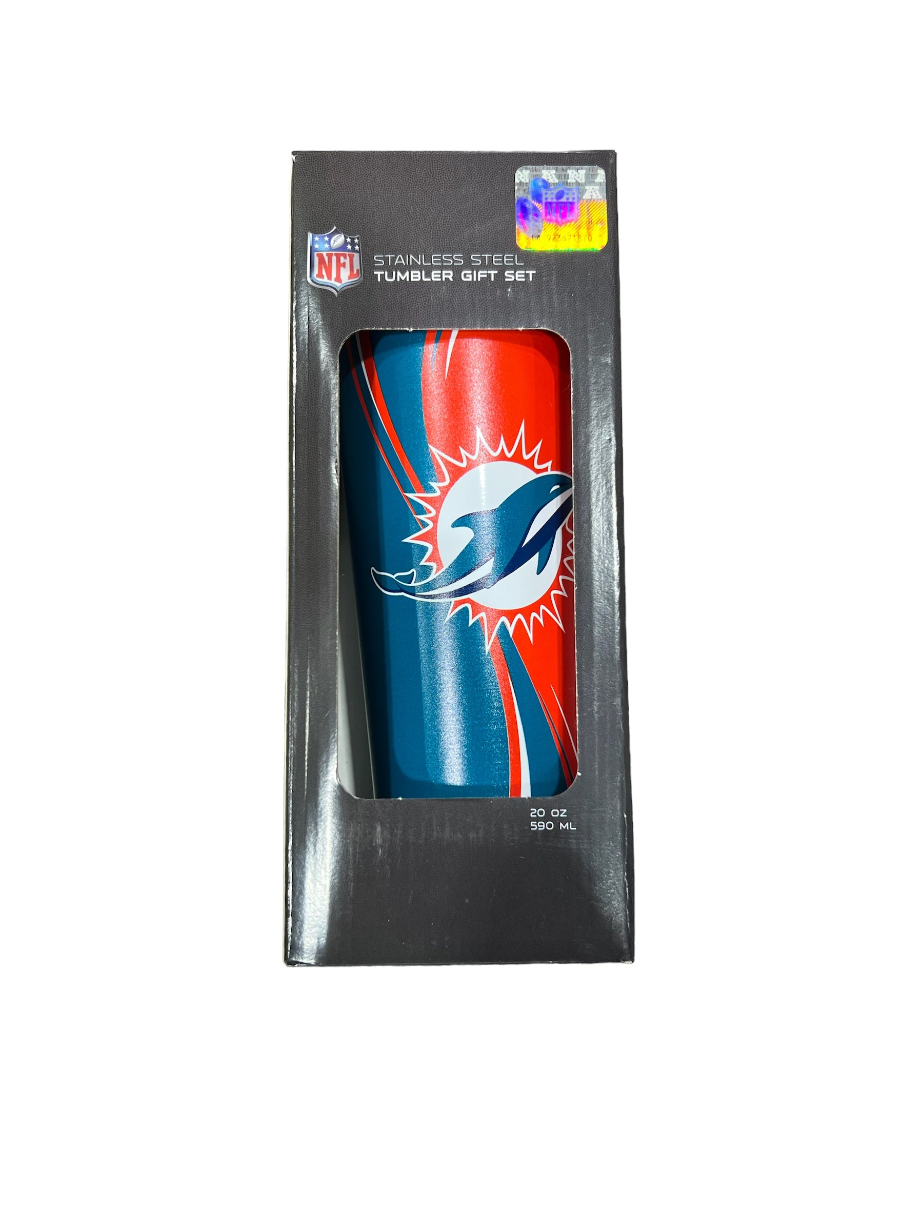 Miami Dolphins 20 Swirl Stainless Steel Tumbler Gift Set w/Straw