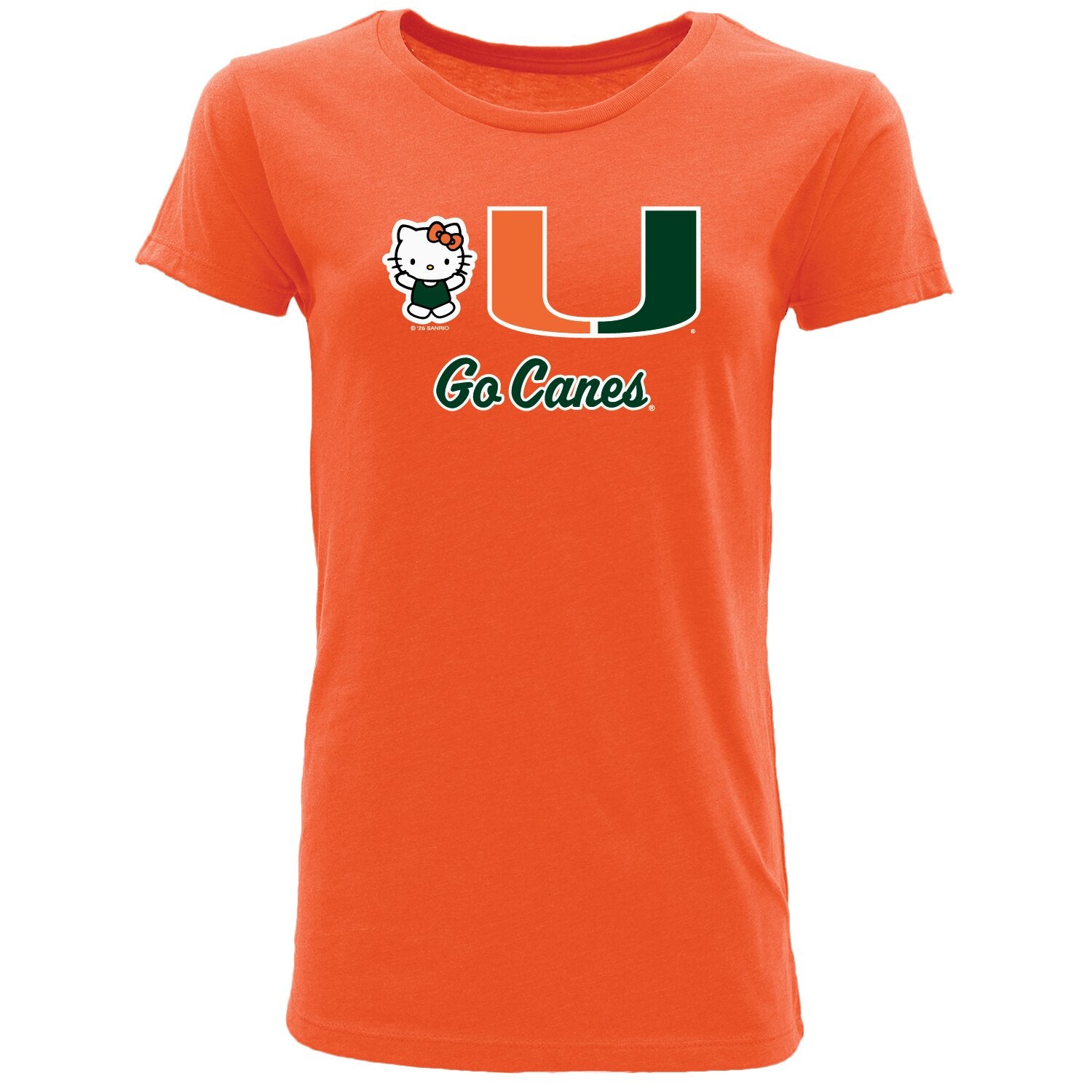 Miami Hurricanes Women's Hello Kitty Get Hyped T-Shirt - Orange