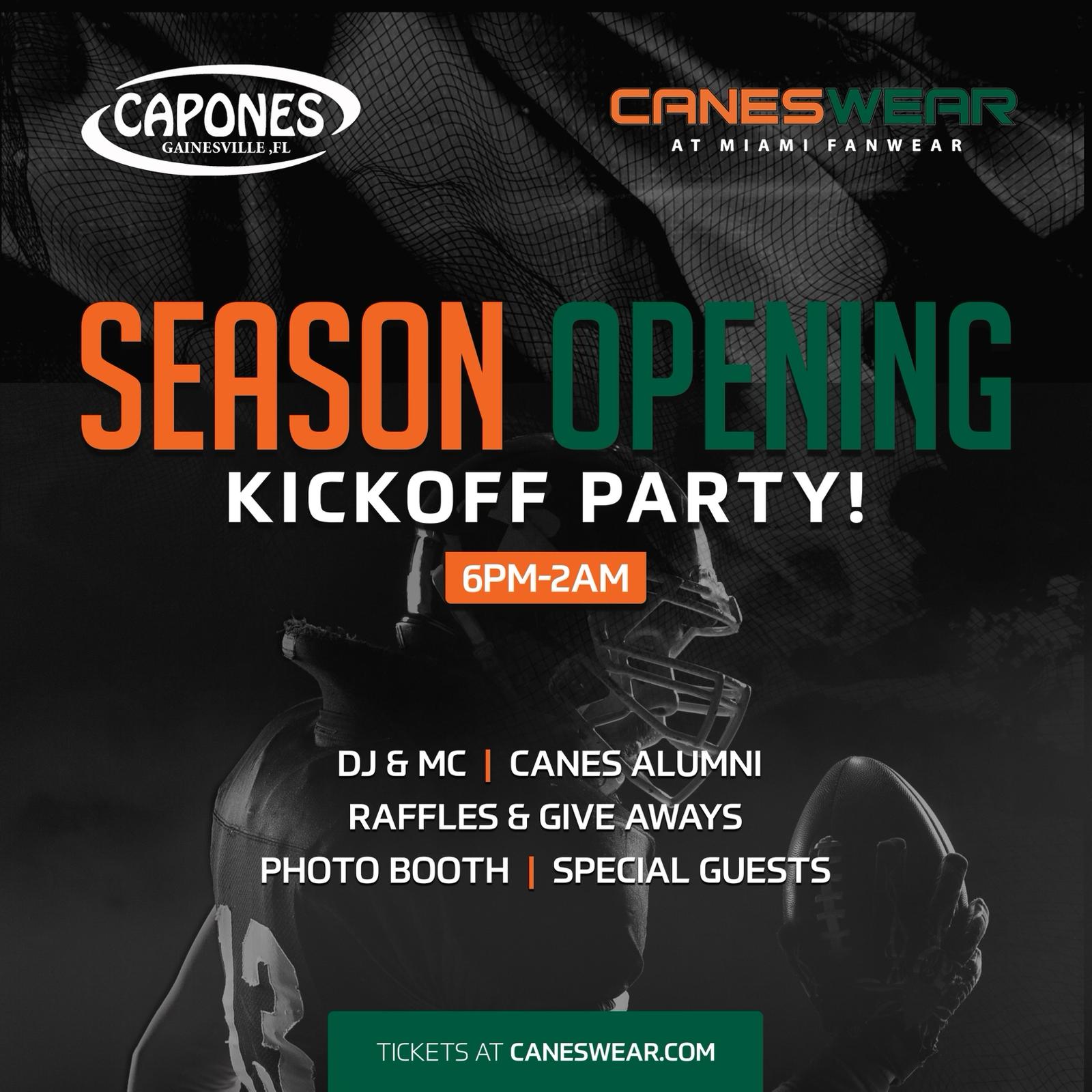 CanesWear / Capones Season Opening Pre-Game Party - Gainesville 8/30