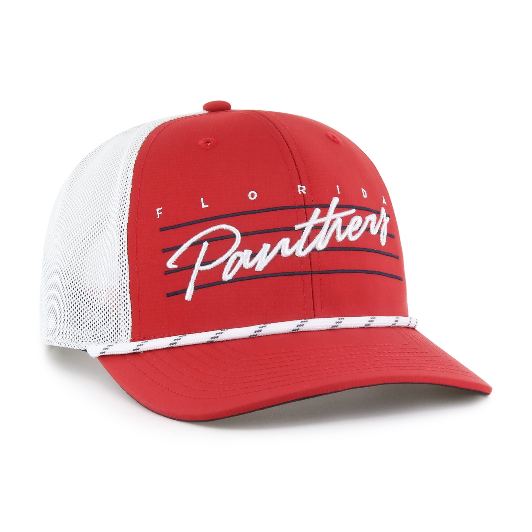 Florida Panthers '47 Brand Downburst Script Rope Trucker Hat - Red/White