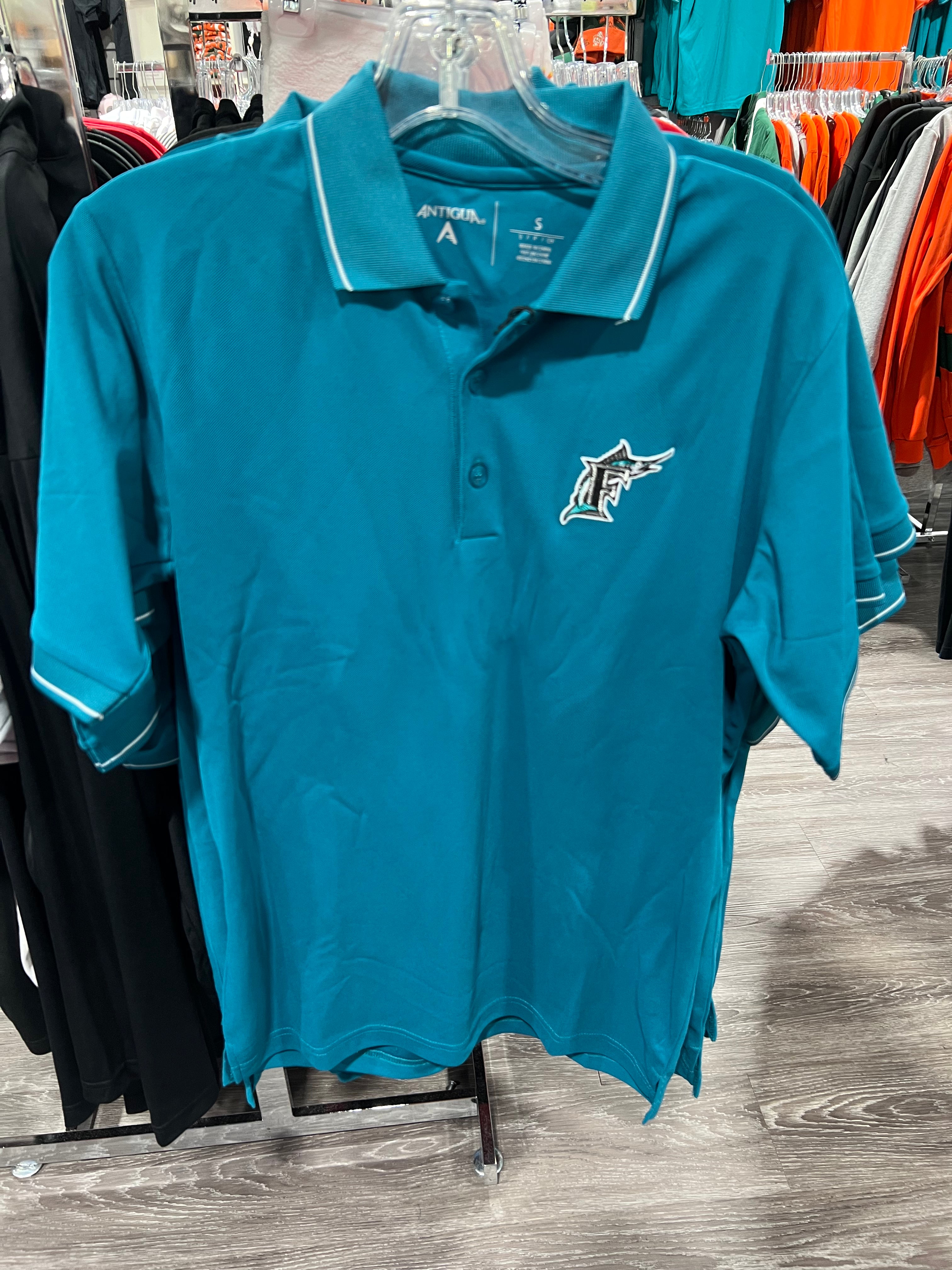 Miami Marlins Antigua Retro Logo Affluent Polo - Teal