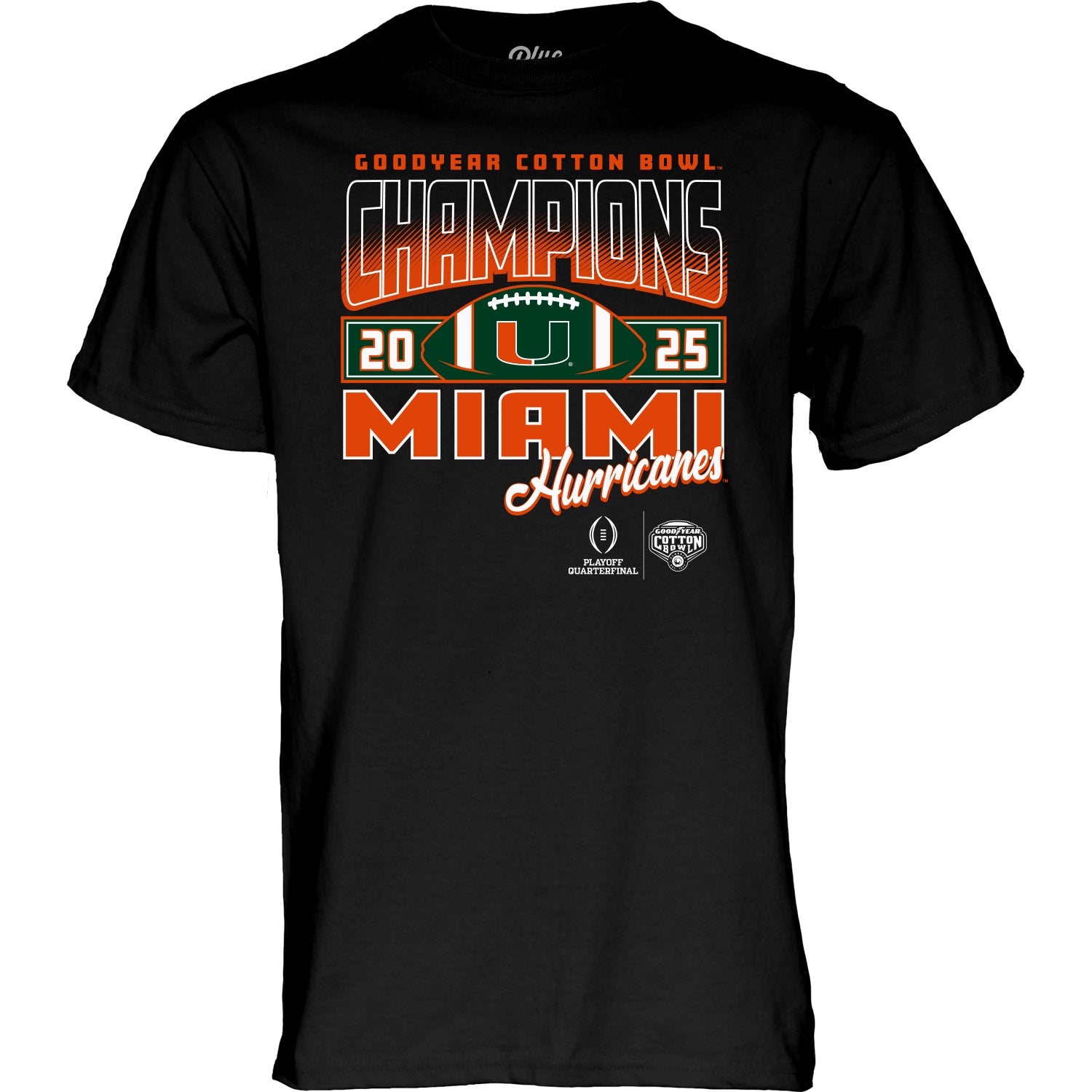Miami Hurricanes 2025 Men's Cotton Bowl Champions T-Shirt - Black