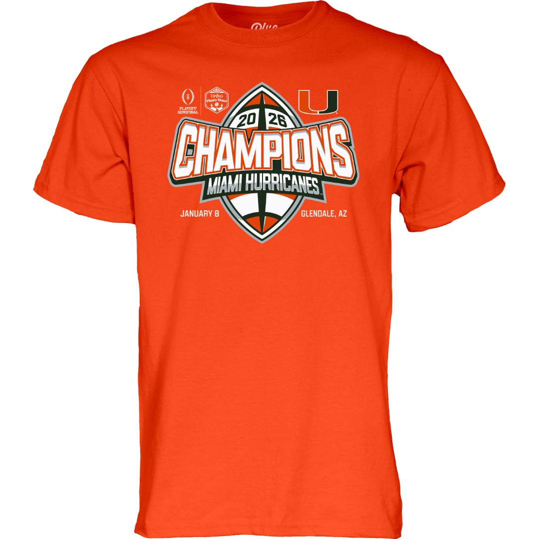 Miami Hurricanes 2026 Men's Fiesta Bowl Champions Game T-Shirt - Orange