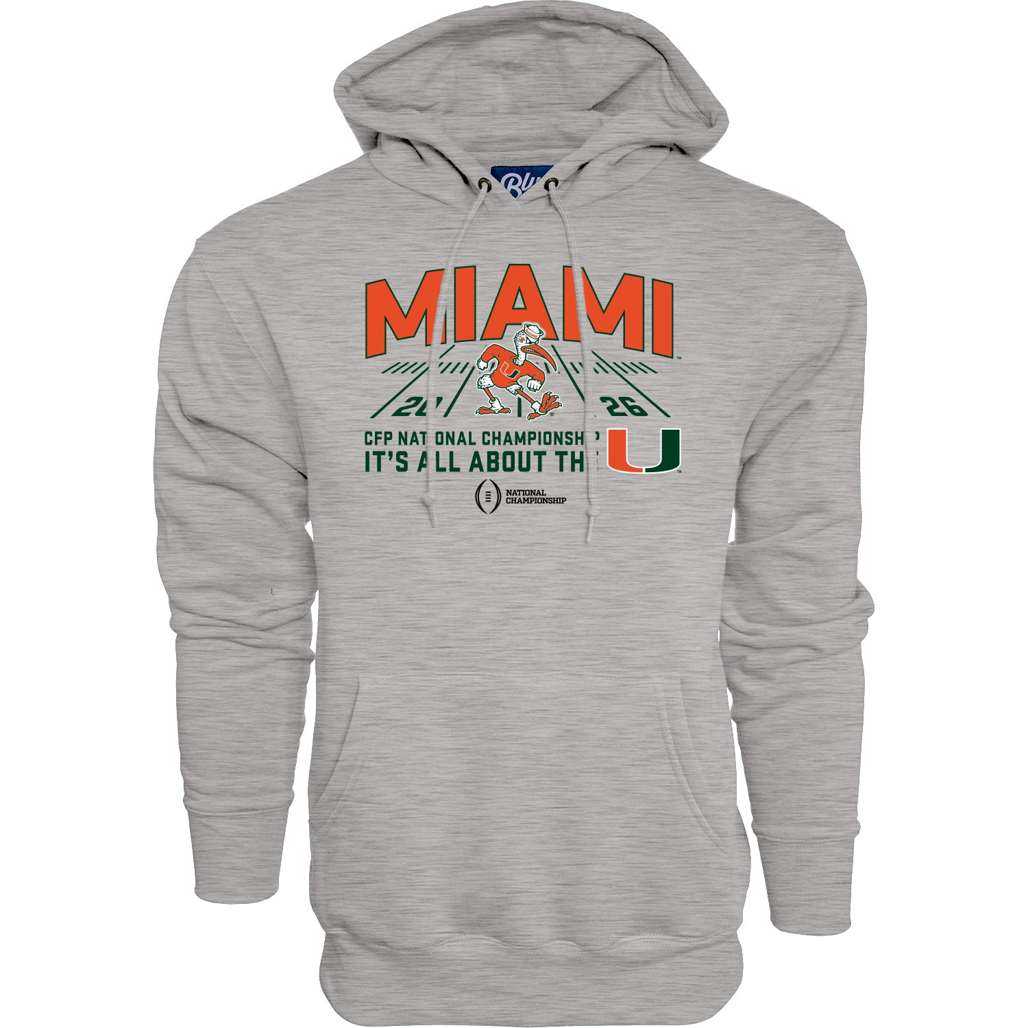 Miami Hurricanes 2026 CFP National Championship Game Hoodie - Heather Grey