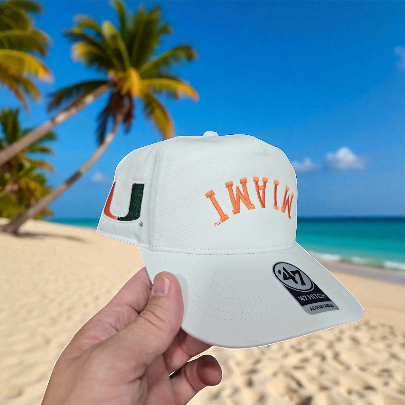 Miami Hurricanes 47 Brand Upside Down Hitch Hat - White