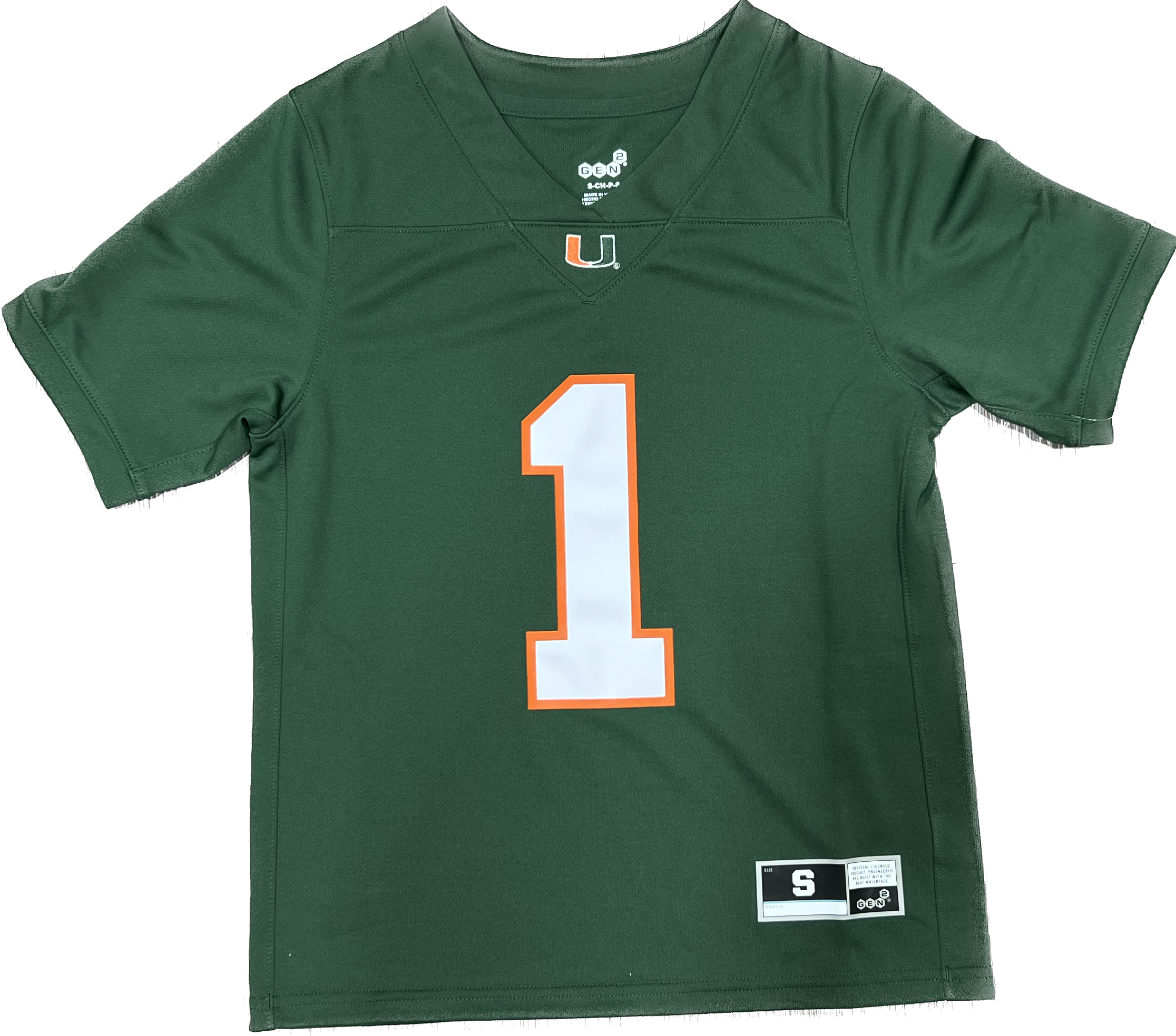 Miami Hurricanes Youth Kids Football Jersey Green