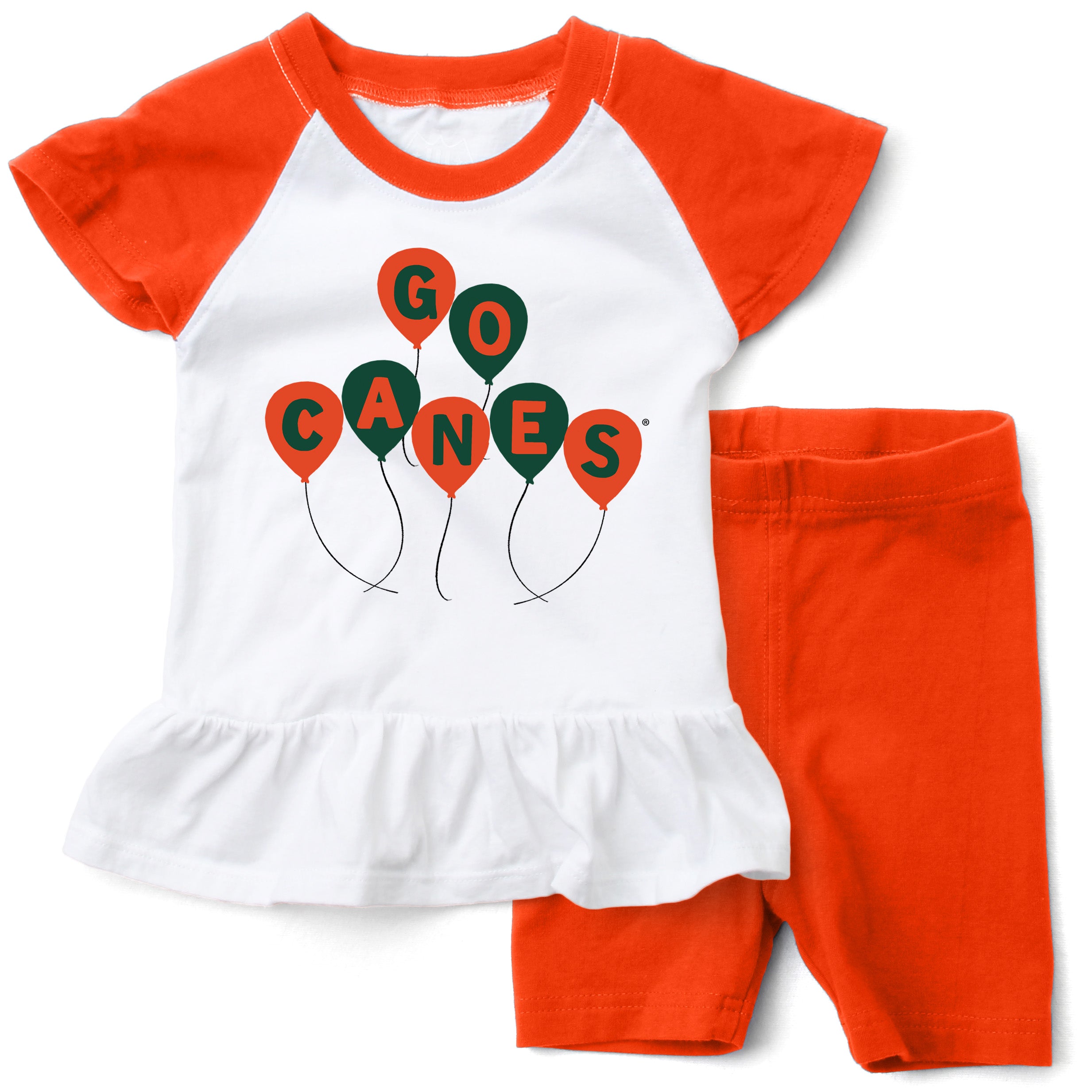 Miami Hurricanes Wes and Willy Infant & Toddler Flutter Sleeve Short Set - Orange Crush