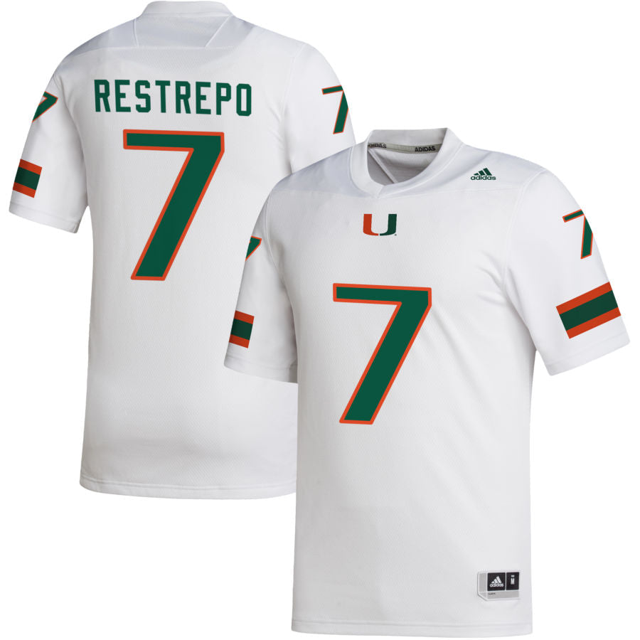 Miami Hurricanes adidas Xavier Restrepo # 7 Youth Jersey - White