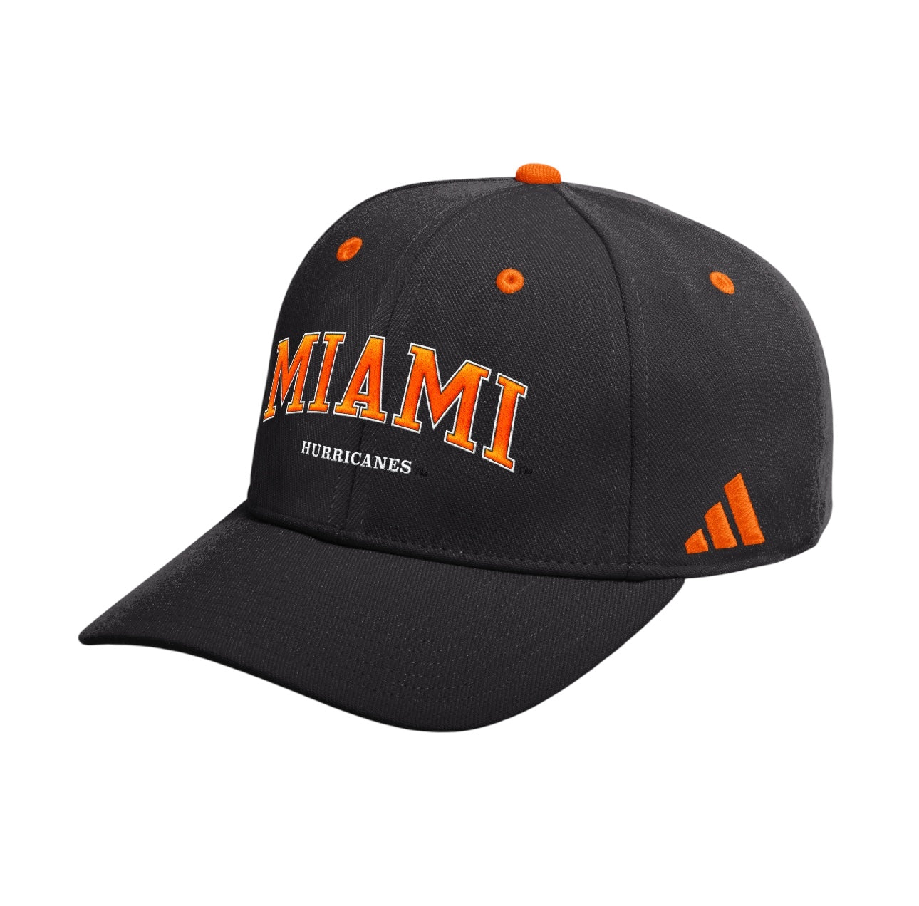 Miami Hurricanes adidas 2025 Stretch Fit Hat - Black