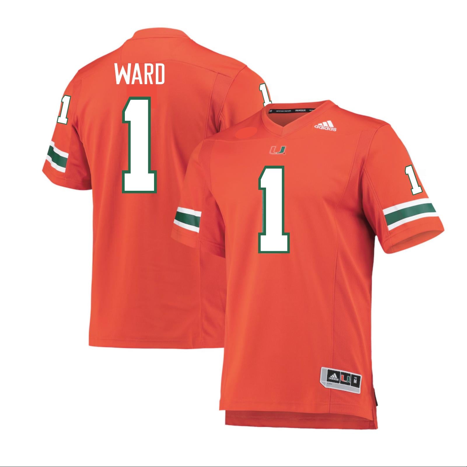 Miami Hurricanes adidas Cam Ward #1 Football Jersey - Orange