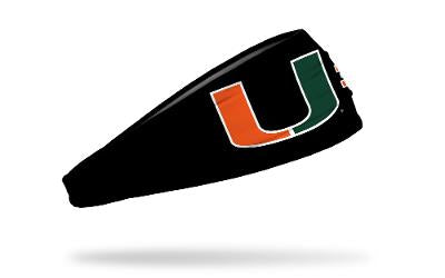 Miami Hurricanes Headband U Logo & 305 - Black