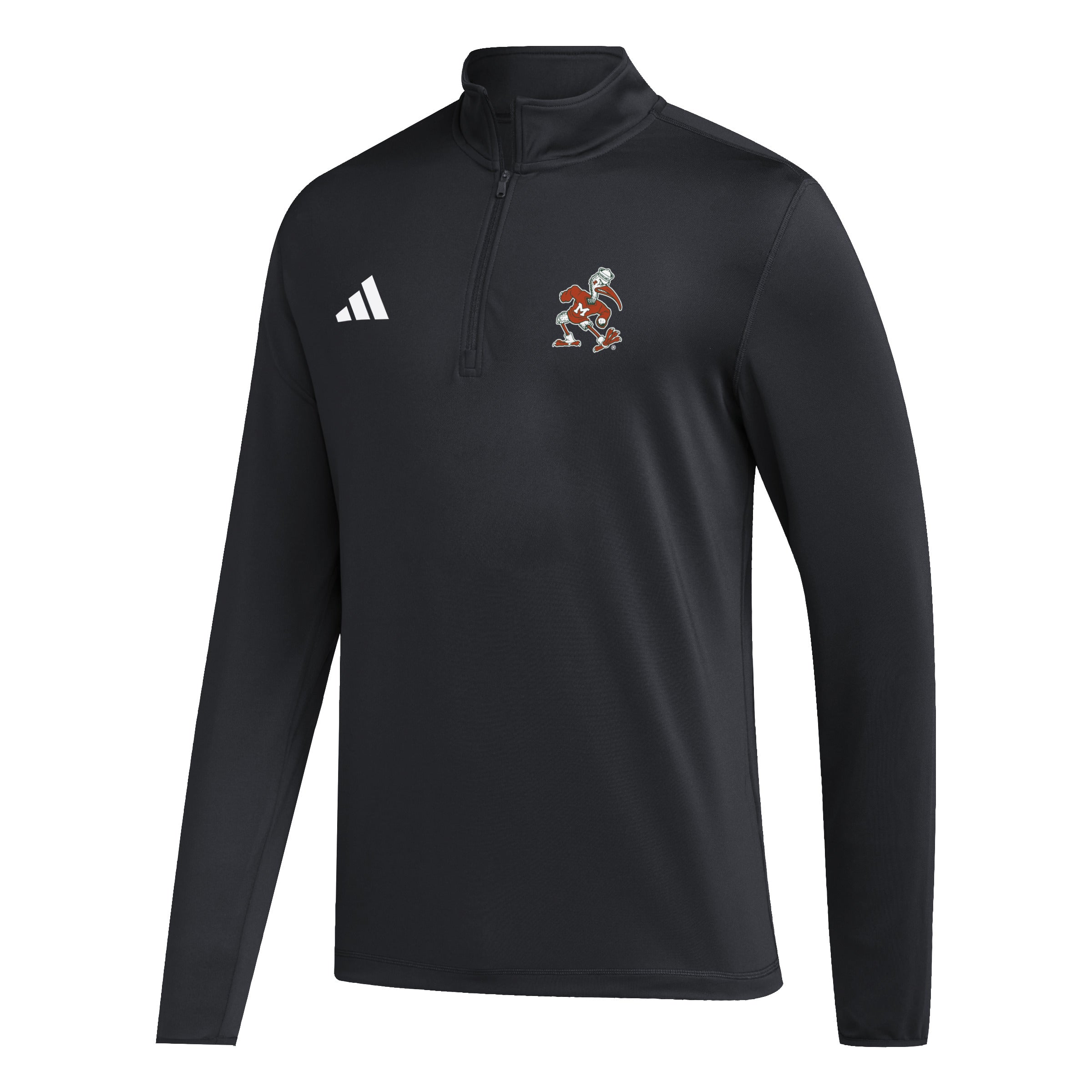 Miami Hurricanes adidas Sebastian 1/4 Zip Golf L/S Training Top - Black