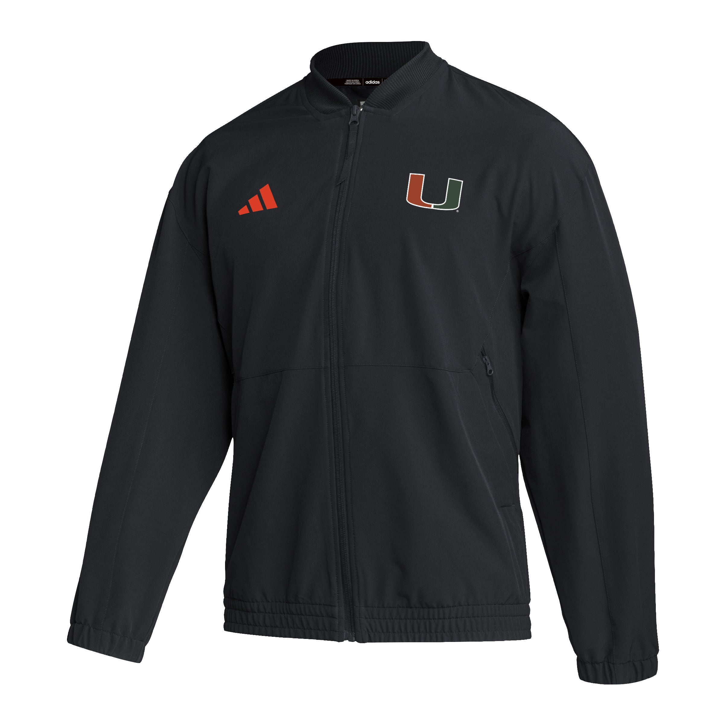 Miami Hurricanes adidas Full Zip Woven Jacket - Black