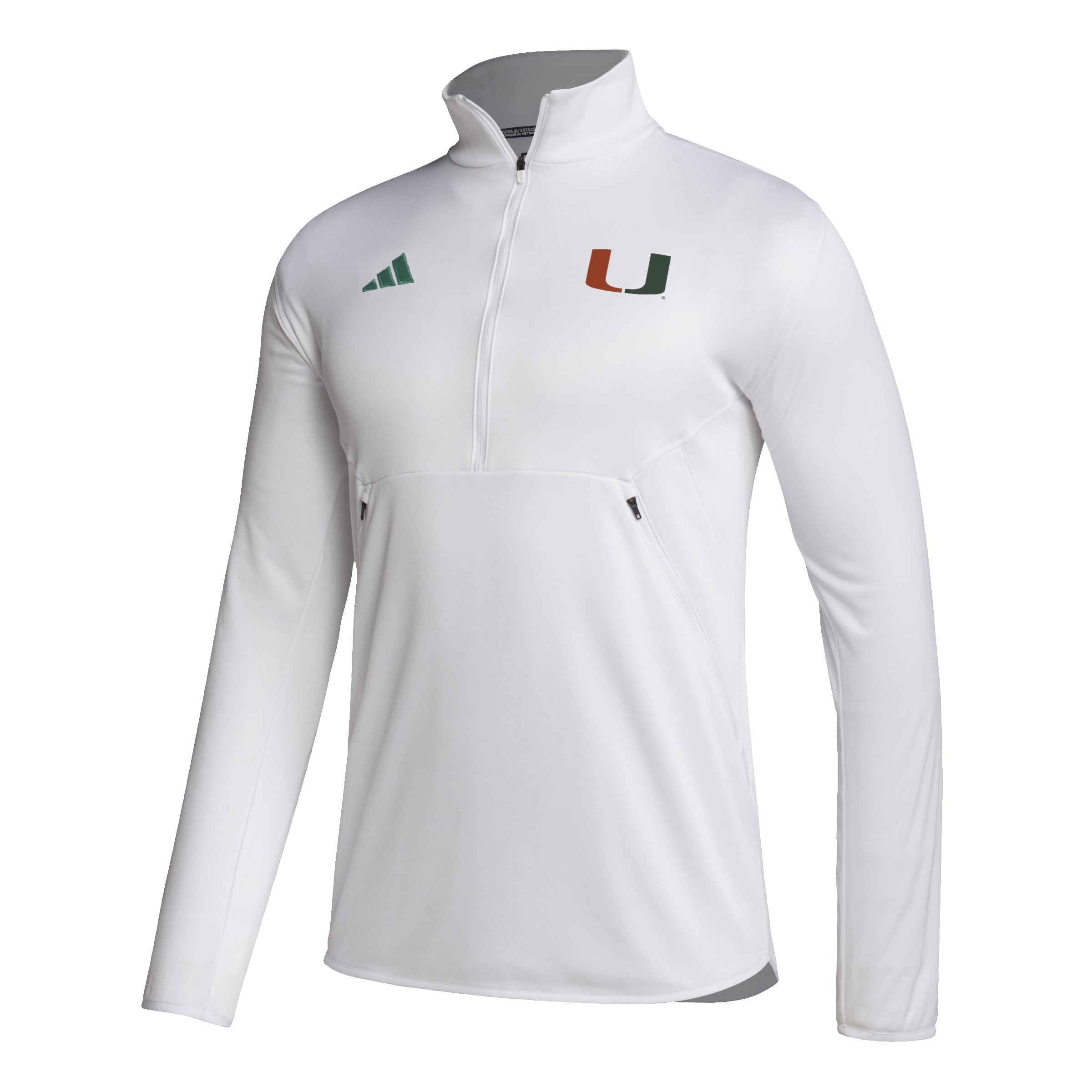 Miami Hurricanes adidas 2023 Sideline AEROREADY Half-Zip Top - White