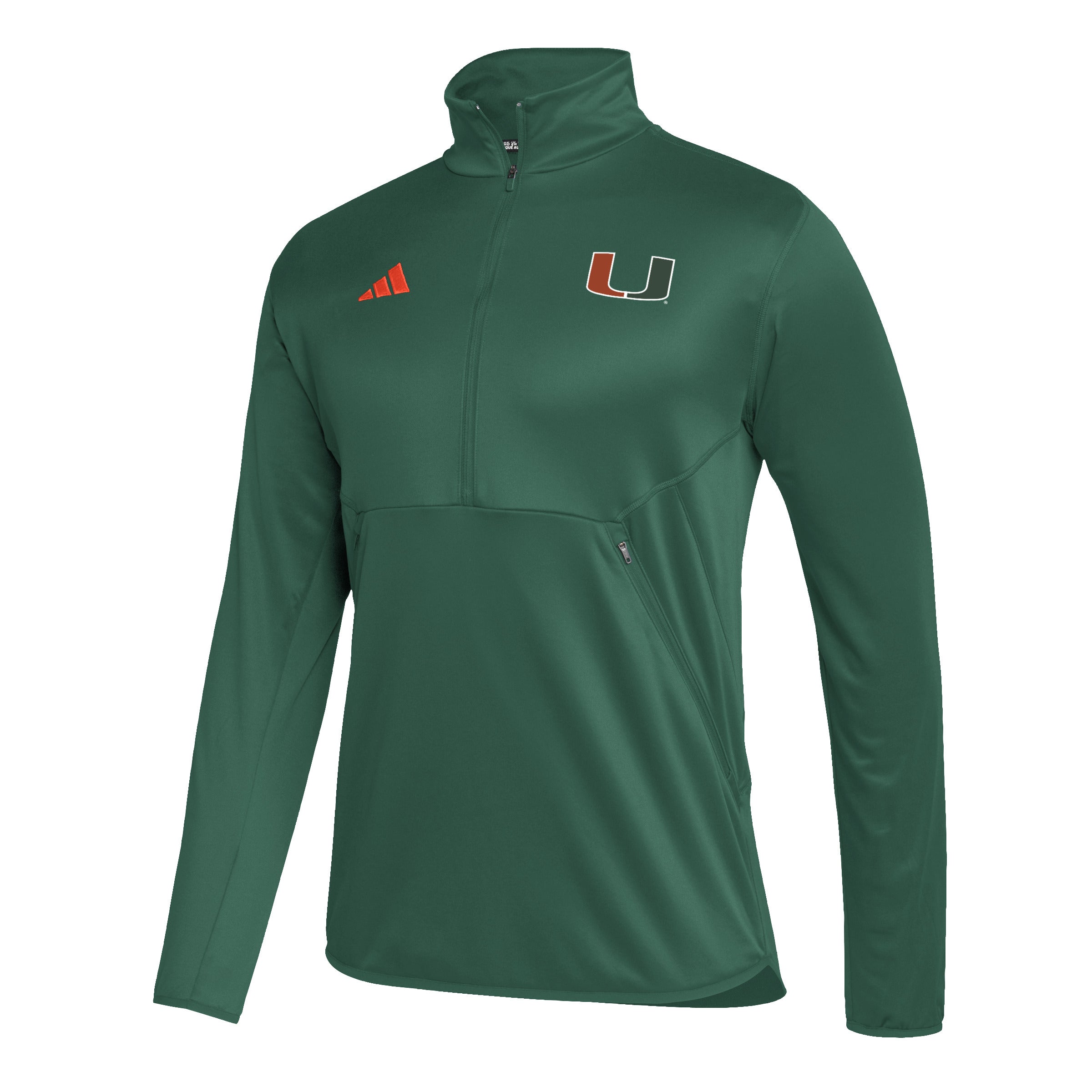 Miami Hurricanes adidas Sideline AEROREADY Half-Zip Top - Green