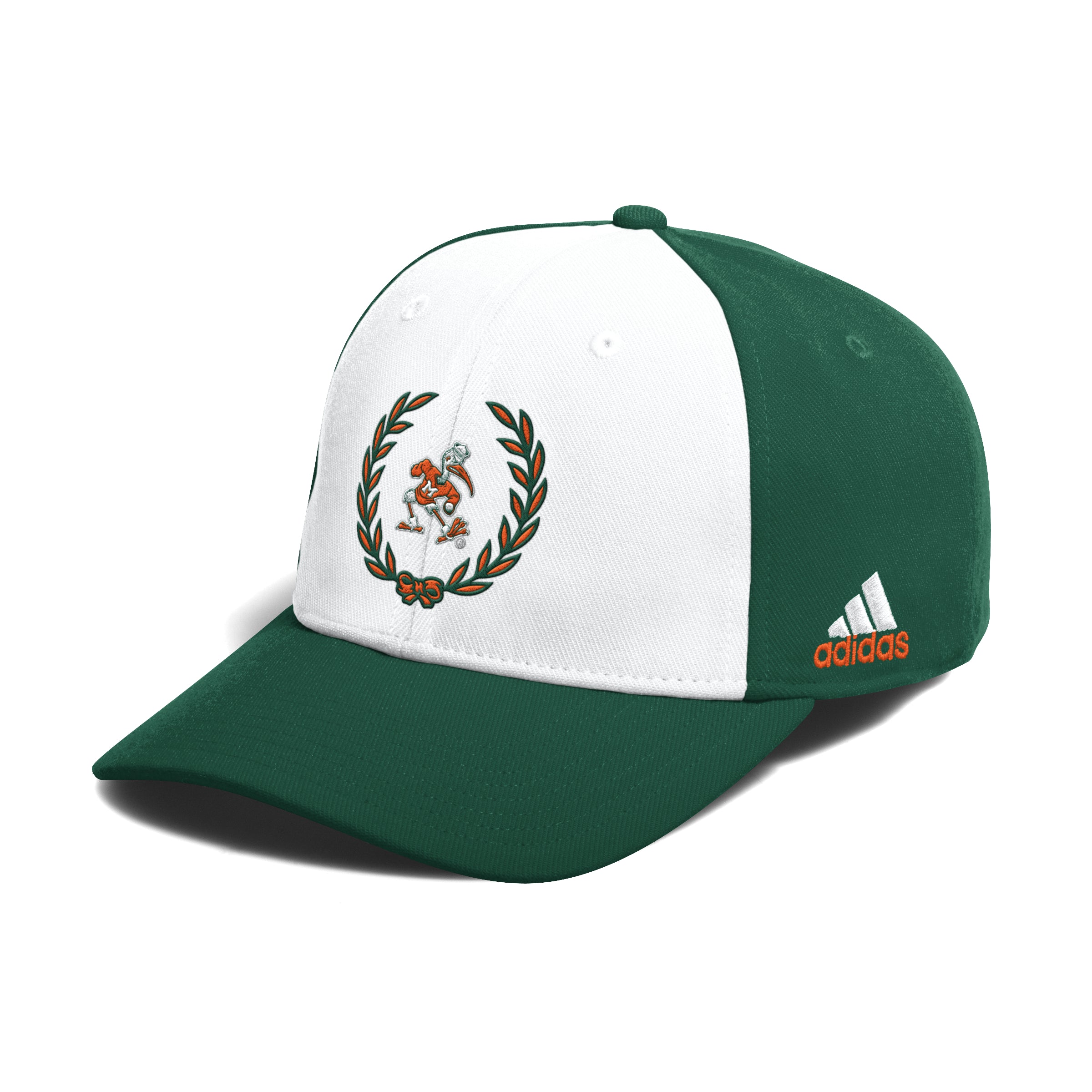 Miami Hurricanes adidas Sebastian Grass Crown Unstructured Flex Fit Hat - Green/White