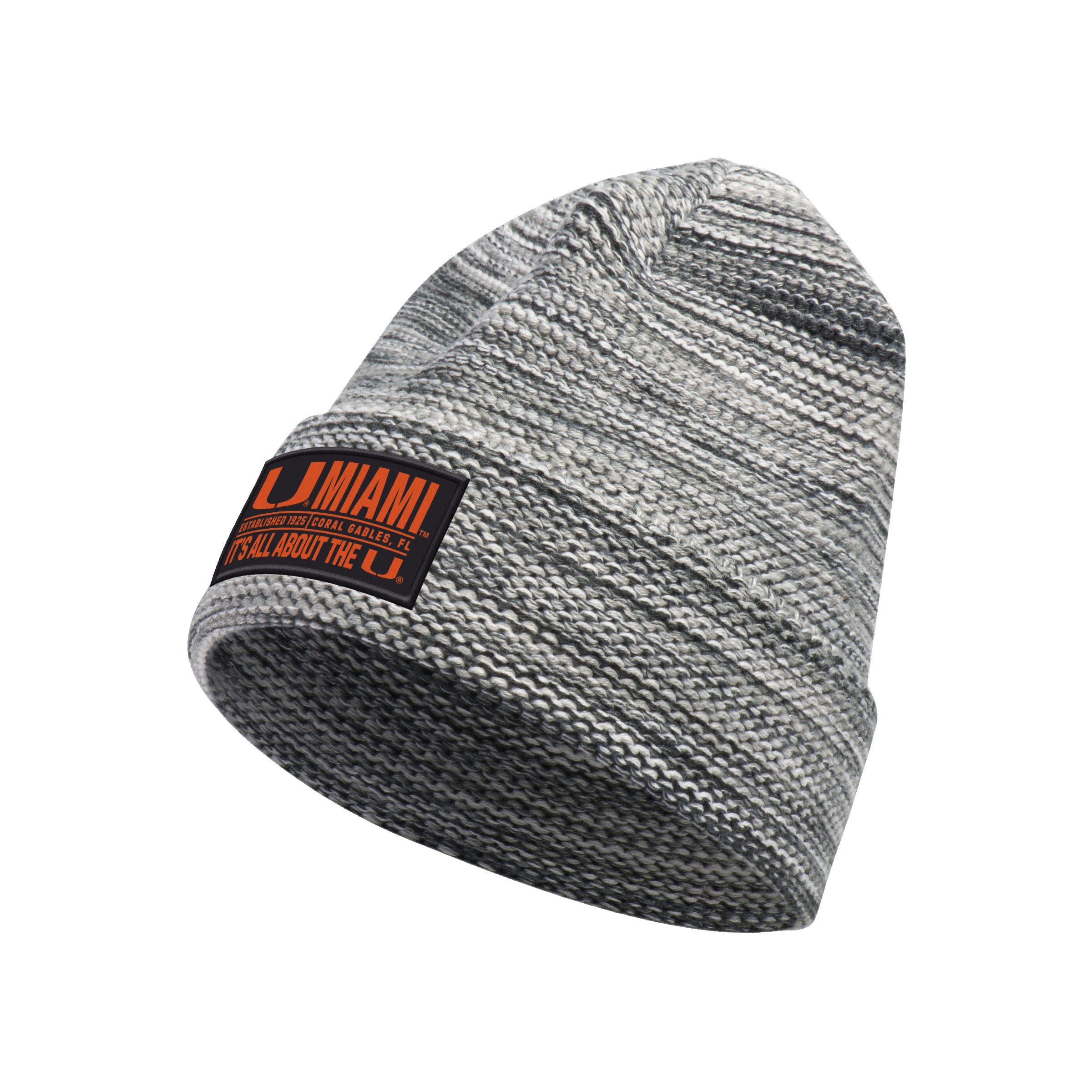 Miami Hurricanes adidas Locker Slogan Ribbed Cuffed Beanie - Grey/Black