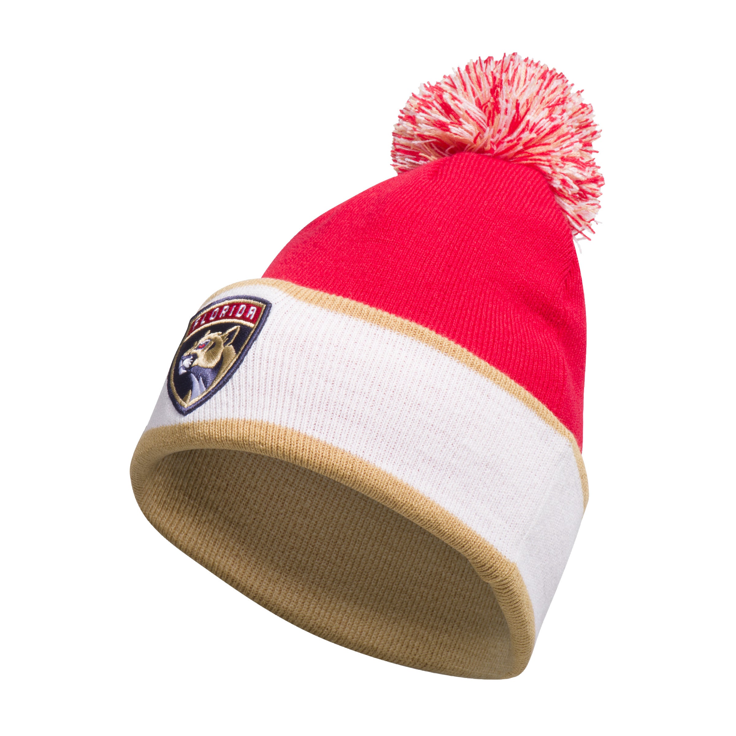 Florida Panthers adidas Home Jersey Cuffed Knit Pom Pom Beanie - Red/White