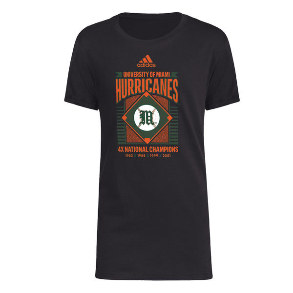 希少！AMEFURASSHI アメフラッシ ユニフォーム Tシャツ Big Miami Hurricanes adidas Youth Baseball Champs Fresh T-Shirt - Black