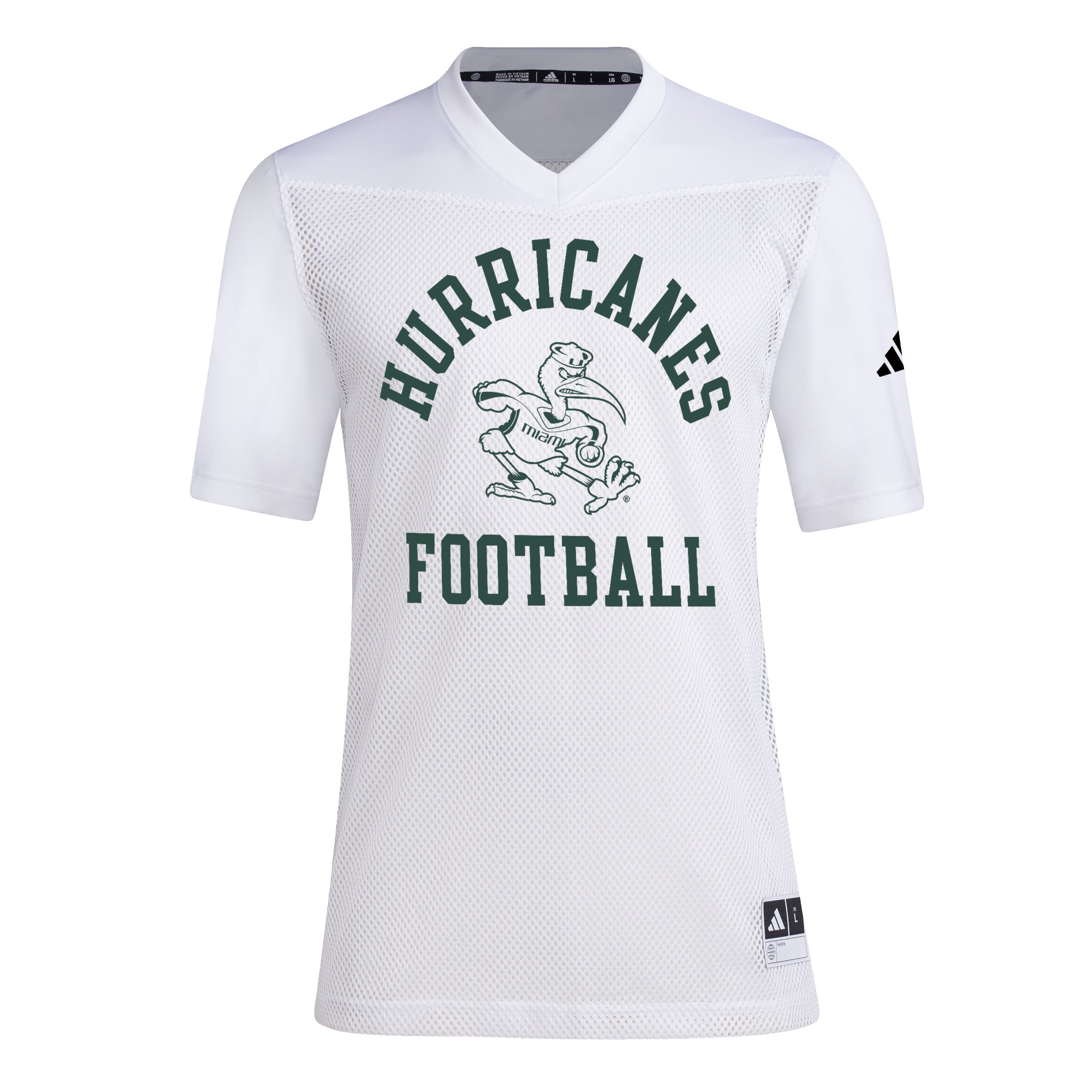 Miami Hurricanes adidas Sebastian Tailgate Mesh Jersey - White