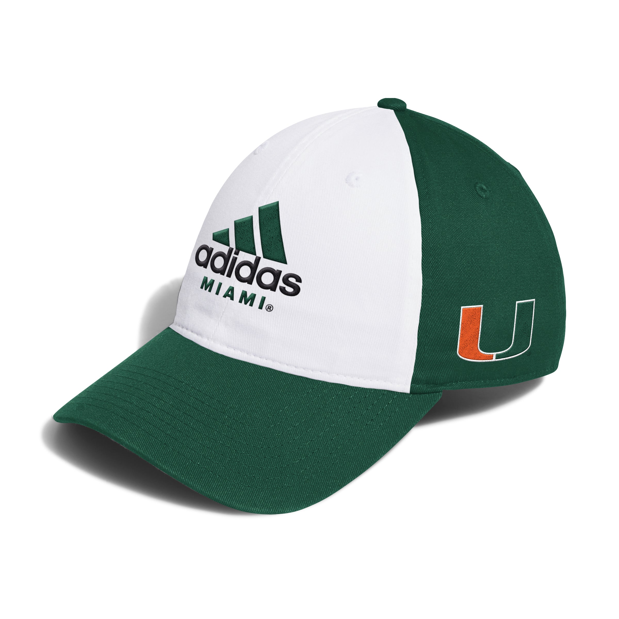 Miami Hurricanes adidas 2024 Slouch Branded Adjustable Hat - Green/White