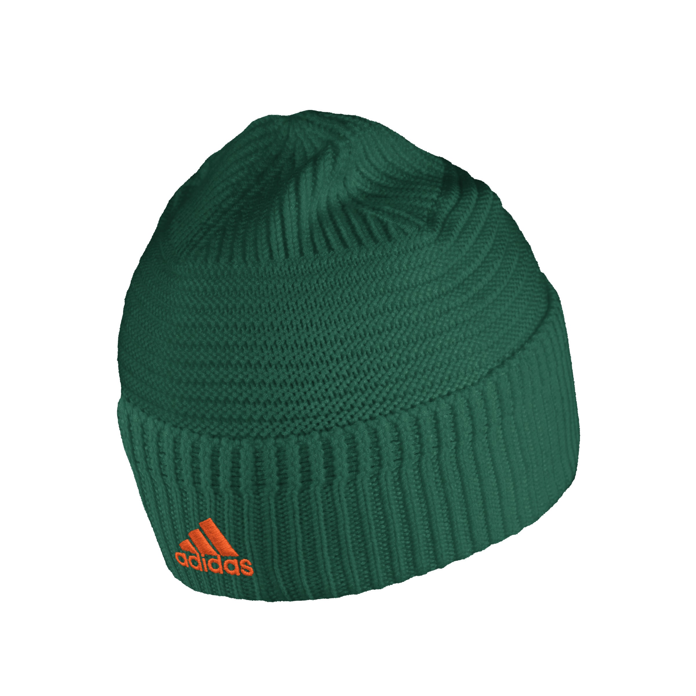 Miami Hurricanes adidas 2024 Stretchable Cuffed Knit Beanie - Green