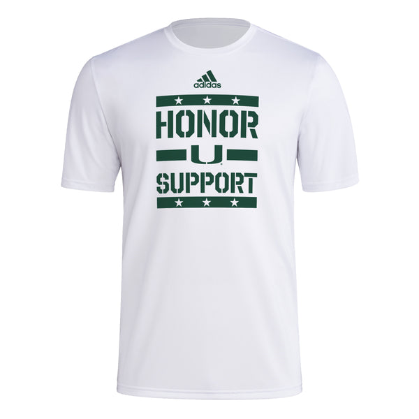 Miami Hurricanes adidas 2025 Honor & Support Aeroready Pregame T-Shirt