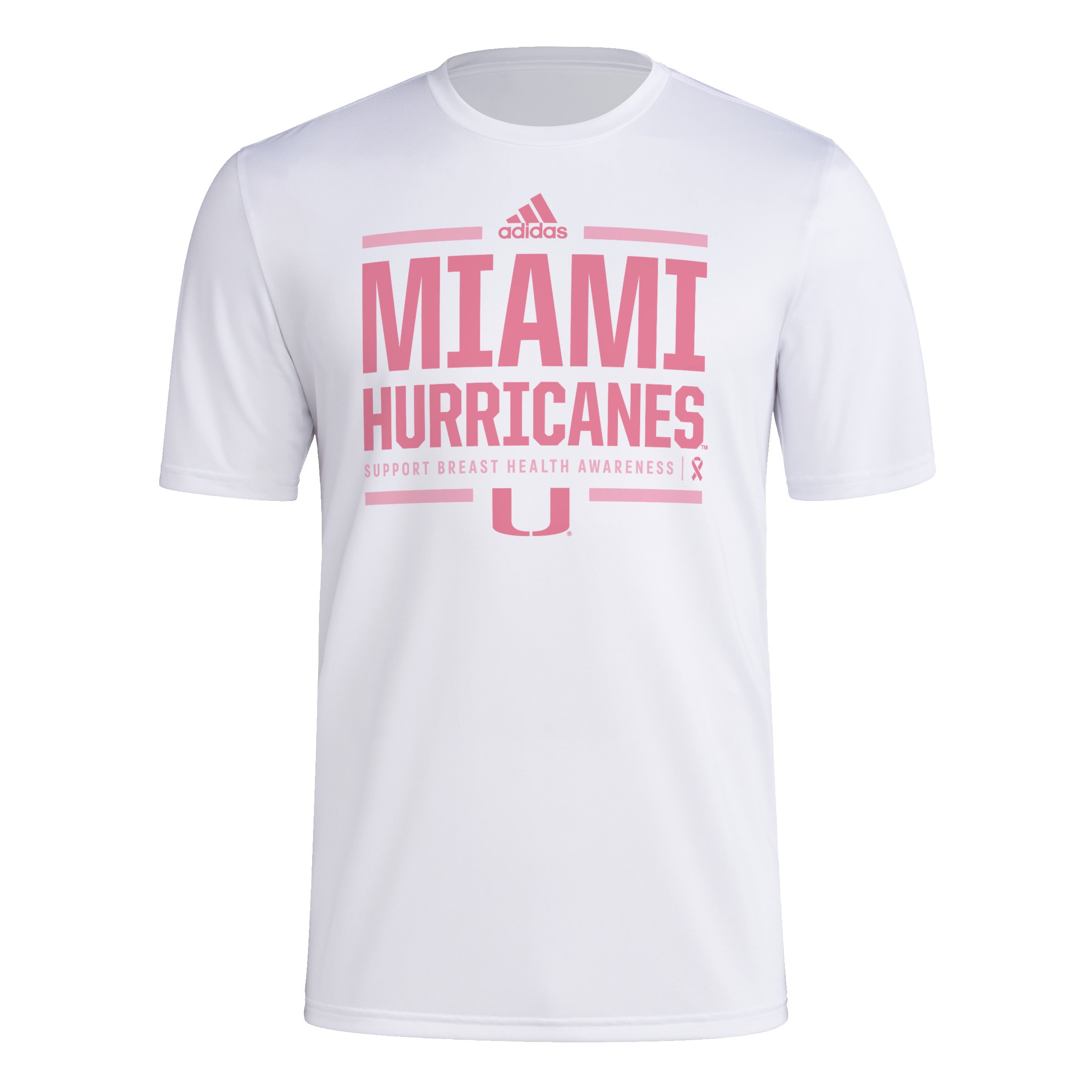 Miami Hurricanes adidas 2024 Cancer Awareness Pregame T-Shirt - White