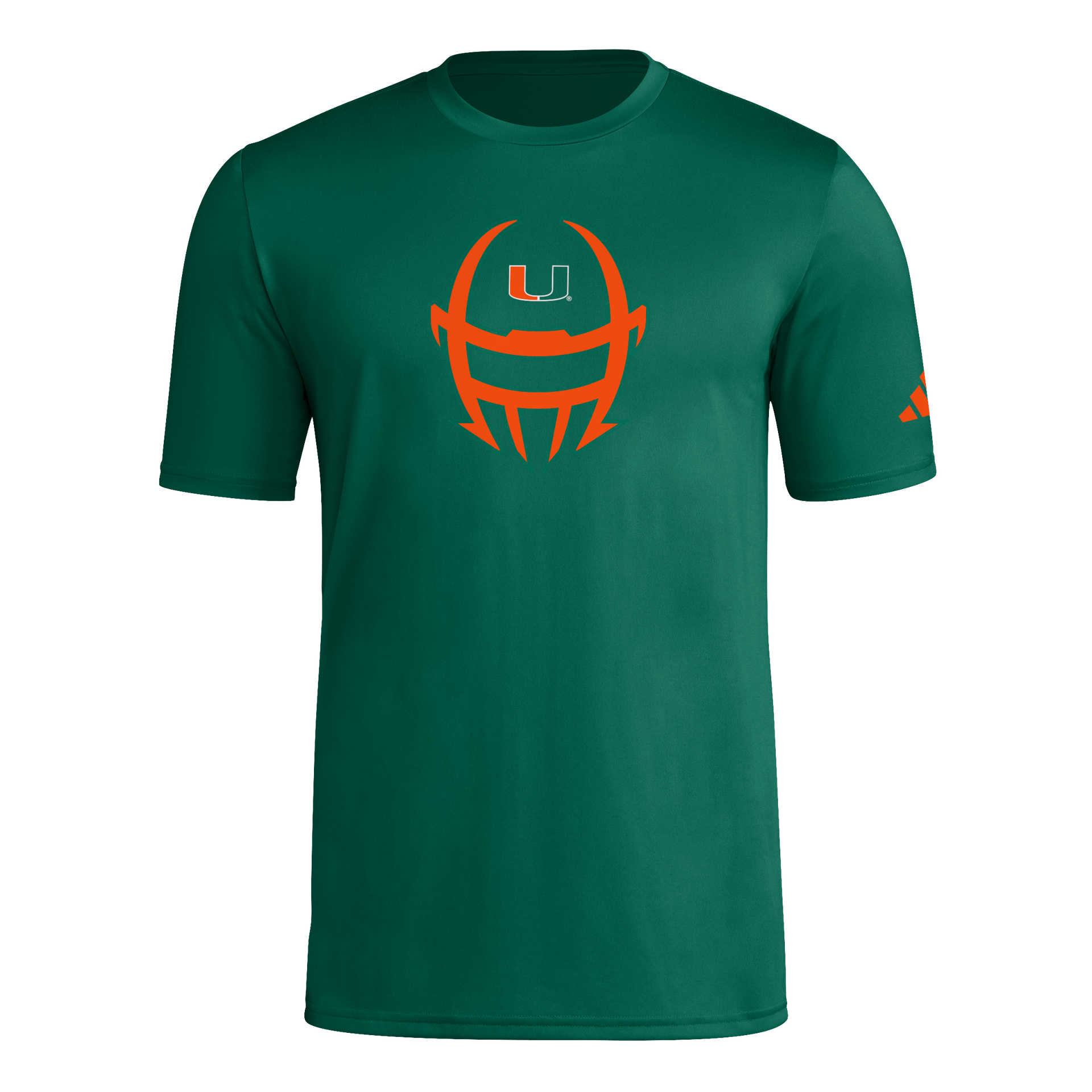 Miami Hurricanes adidas 2025 Football Helmet Pregame T-Shirt - Green
