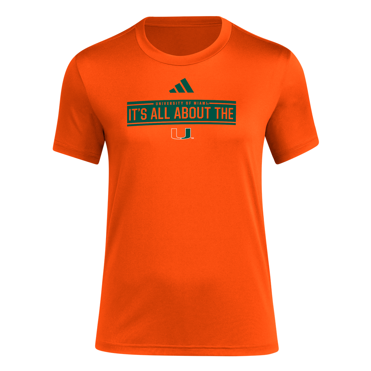 Miami Hurricanes adidas Women's Locker Slogan Pregame T-Shirt - Orange
