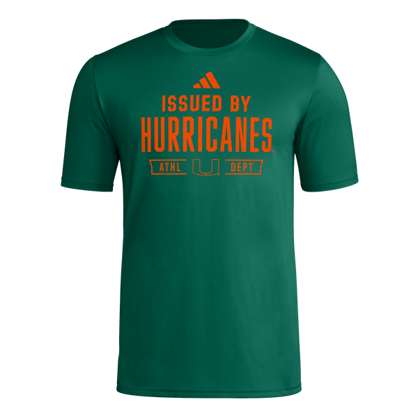 Miami Hurricanes adidas 2025 Training Pregame T-Shirt - Green