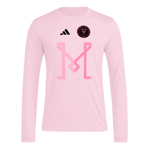 Inter Miami CF adidas 2025 'M' Tonal Pregame L/S T-Shirt - Pink
