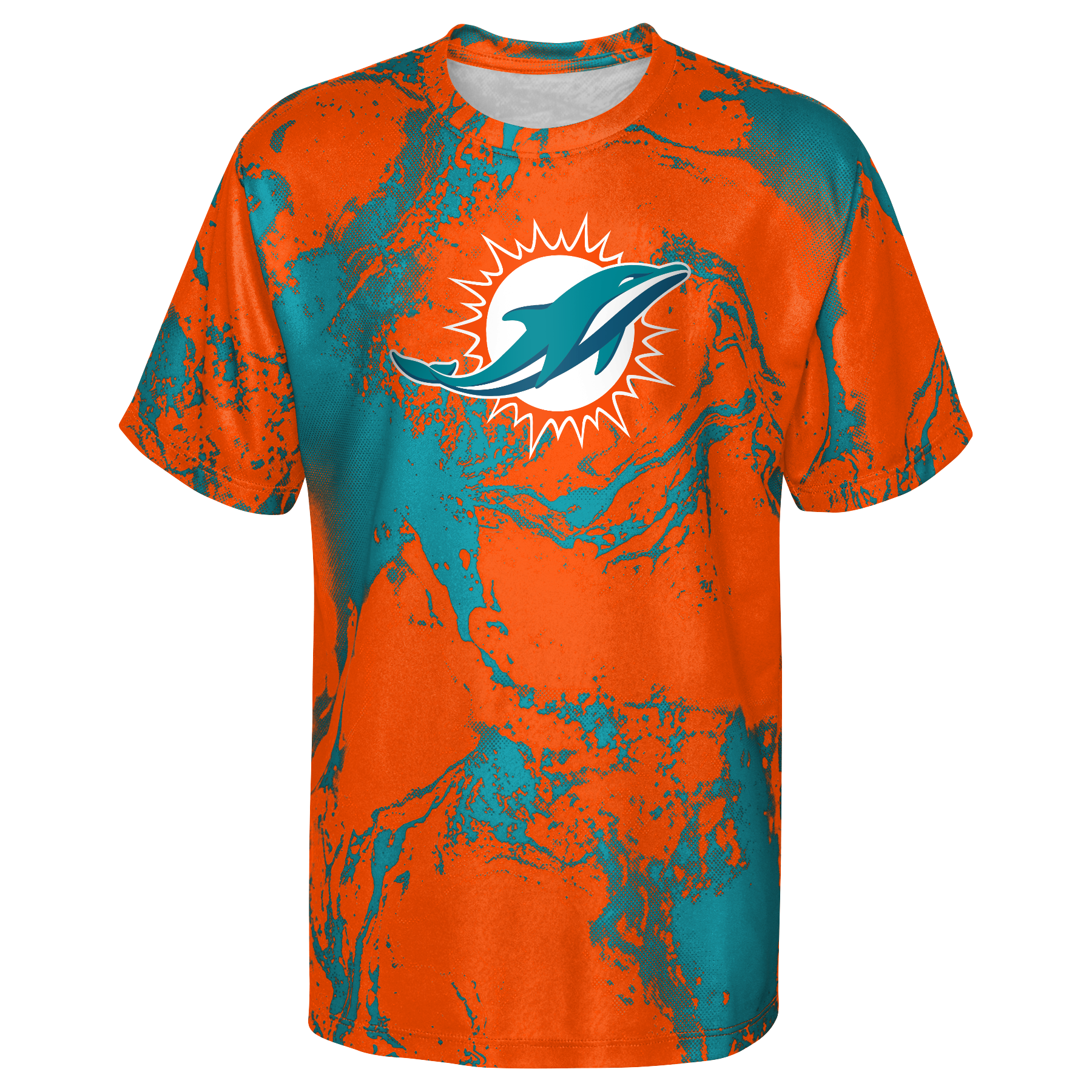 Miami Dolphins Youth In The Mix Dri Tek T Shirt Aqua Orange