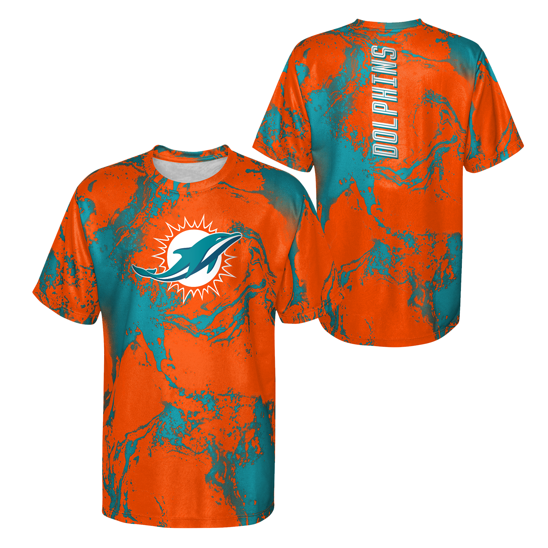 Miami Dolphins Youth In The Mix Dri-Tek T-Shirt - Aqua / Orange