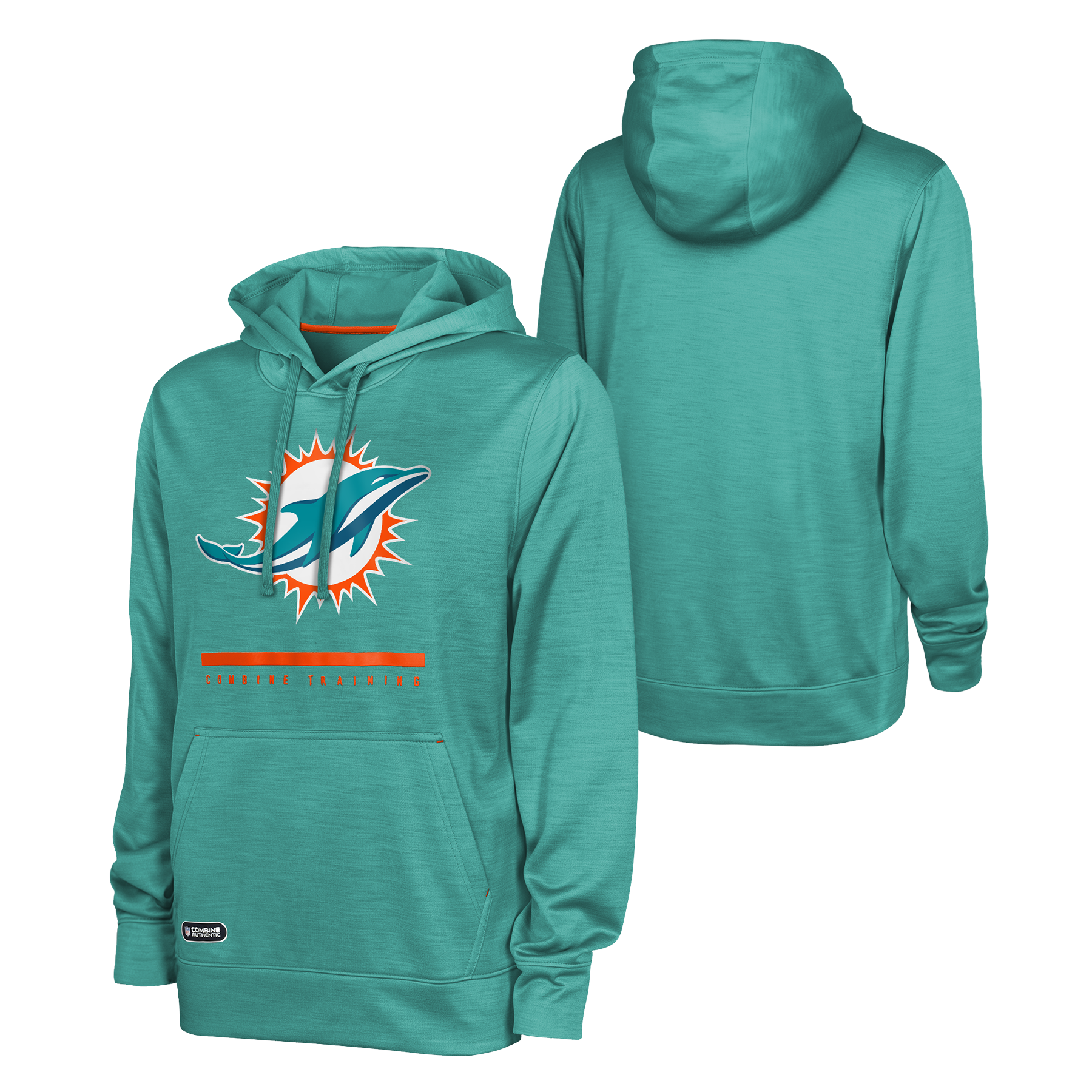 Miami Dolphins Combine Training Pullover Hoodie with Pockets - Heathered Aqua