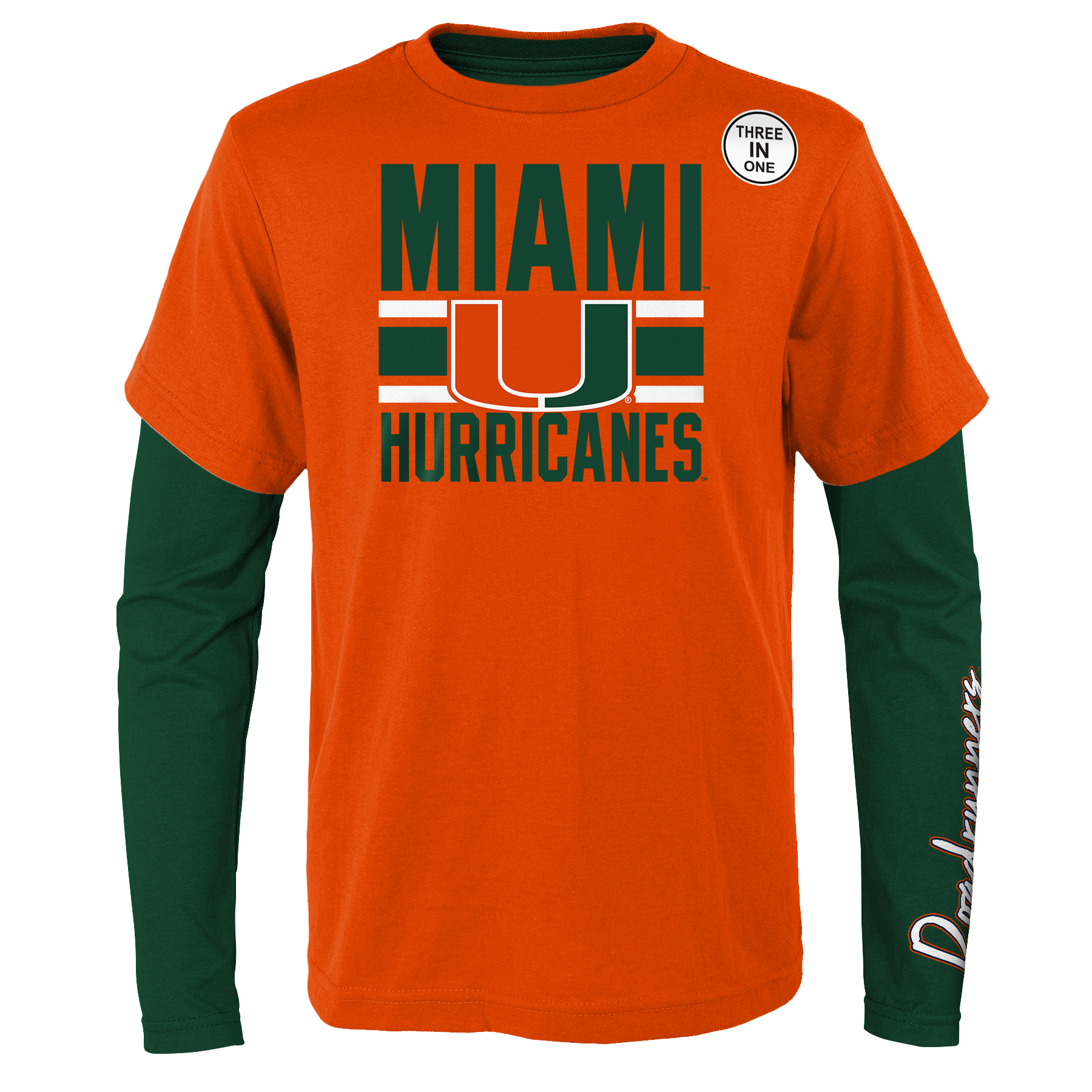 Miami Hurricanes Youth Fan Wave 3 in 1 T-Shirt Set Orange & Green