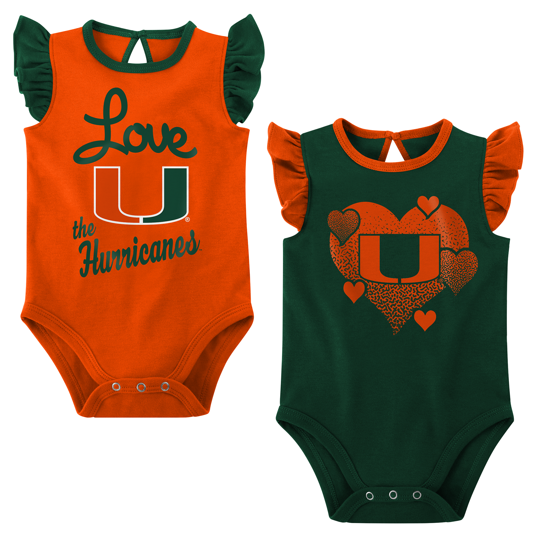 Miami Hurricanes Infant Girls Love The Hurricanes 2-Piece Creeper Set