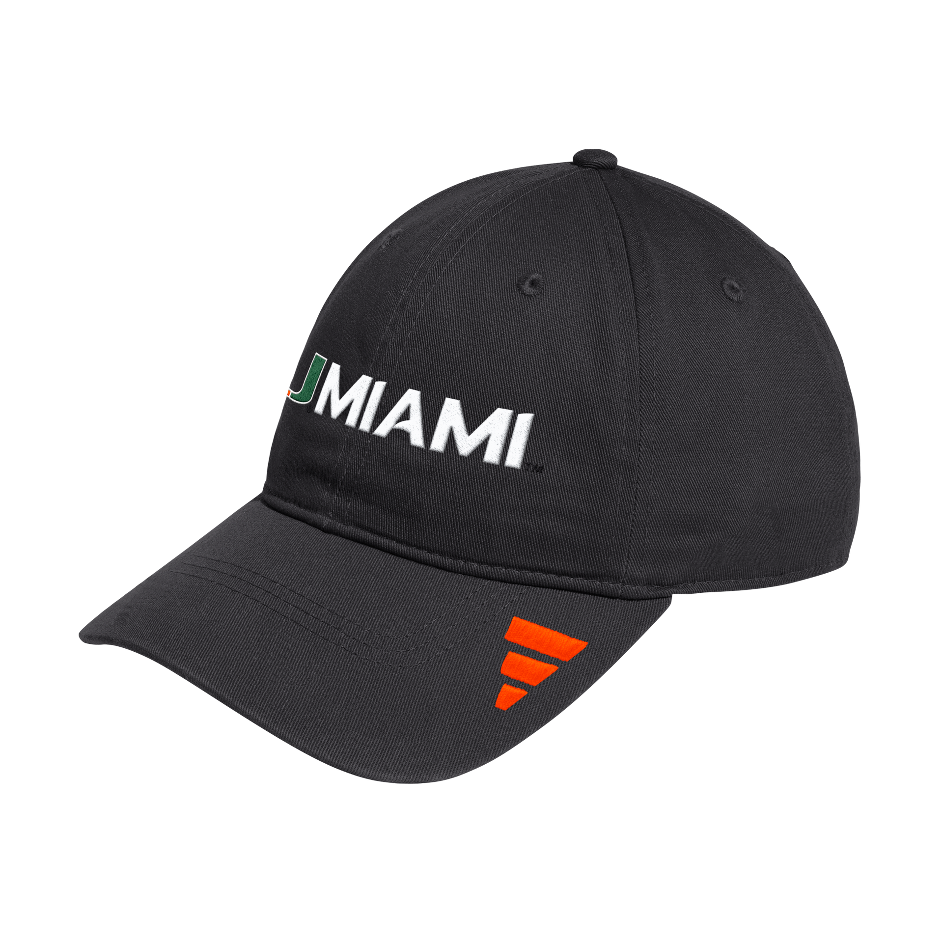 Miami Hurricanes adidas Wordmark Adjustable Slouch Hat - Black