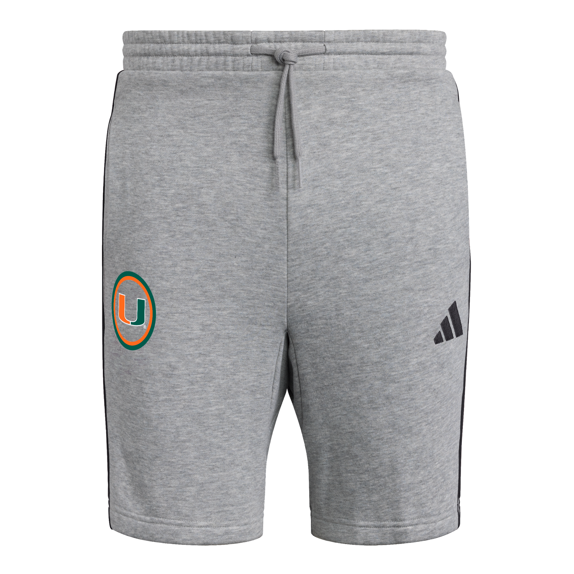 Miami Hurricanes adidas 3-Stripe French Terry Shorts - Grey