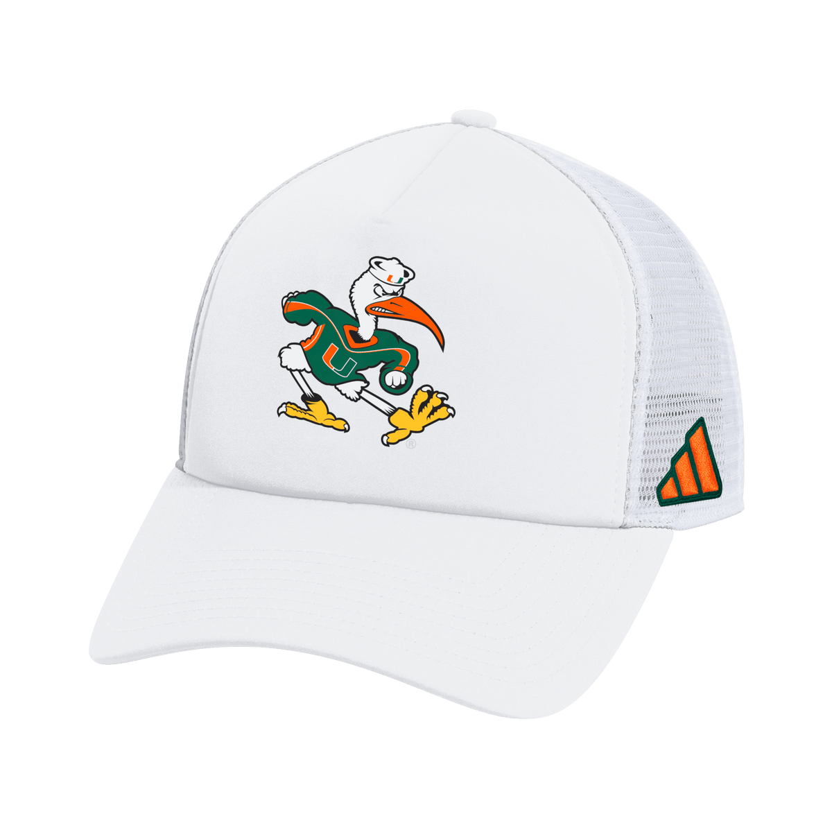 Miami Hurricanes adidas 2026 Strategy Foam Trucker Hat - White