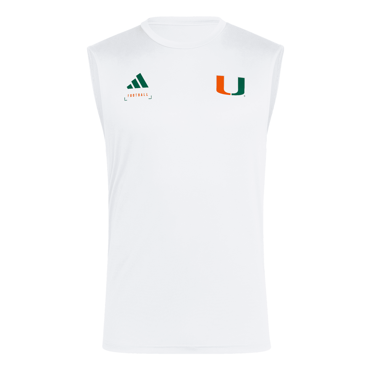 Miami Hurricanes adidas 2026 Field Sleeveless Pregame T-Shirt - White
