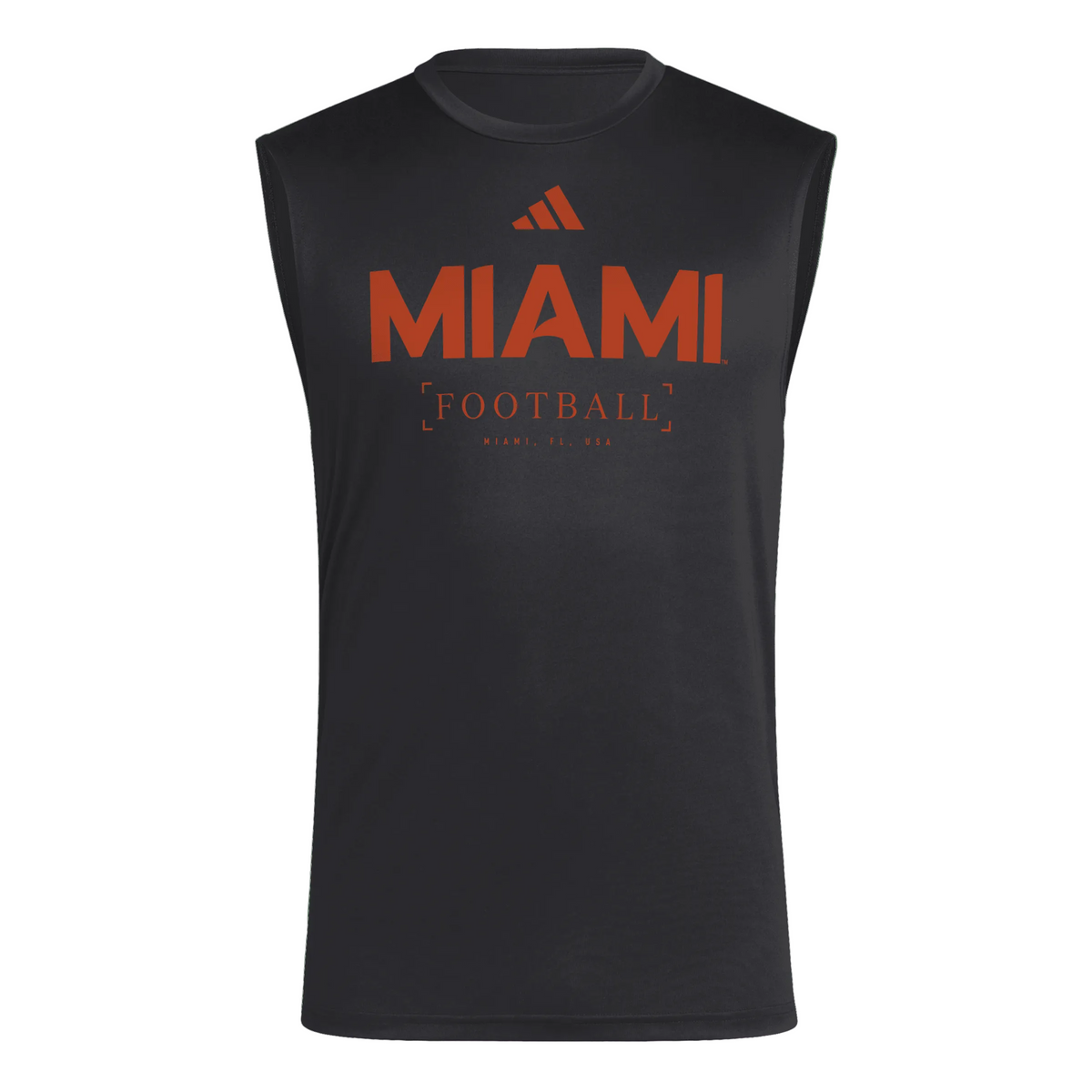 Miami Hurricanes adidas 2026 Locker Practice Sleeveless Pregame T-Shirt- Black