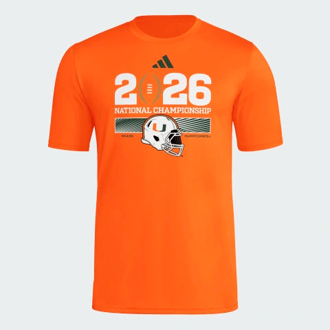 Pre-Order Miami Hurricanes adidas 2026 Men's CFP National Championship Performance T-Shirt - Orange