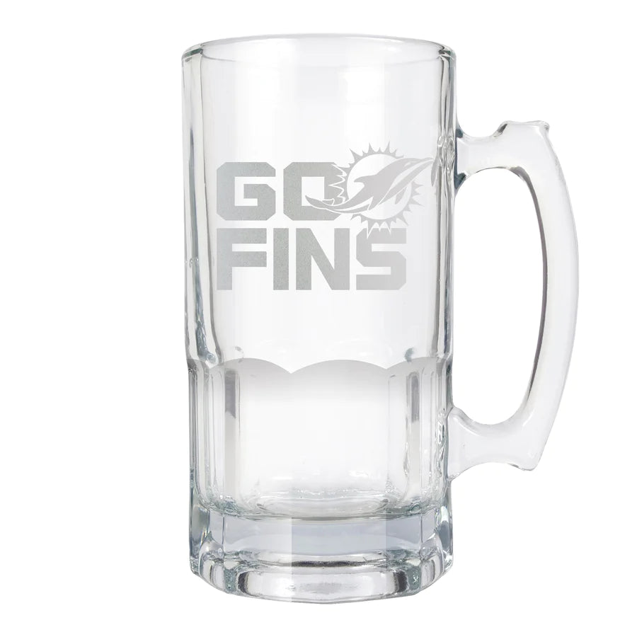 Miami Dolphins Laser Etched 'GoFins' Clear Macho Mug - 1 Liter