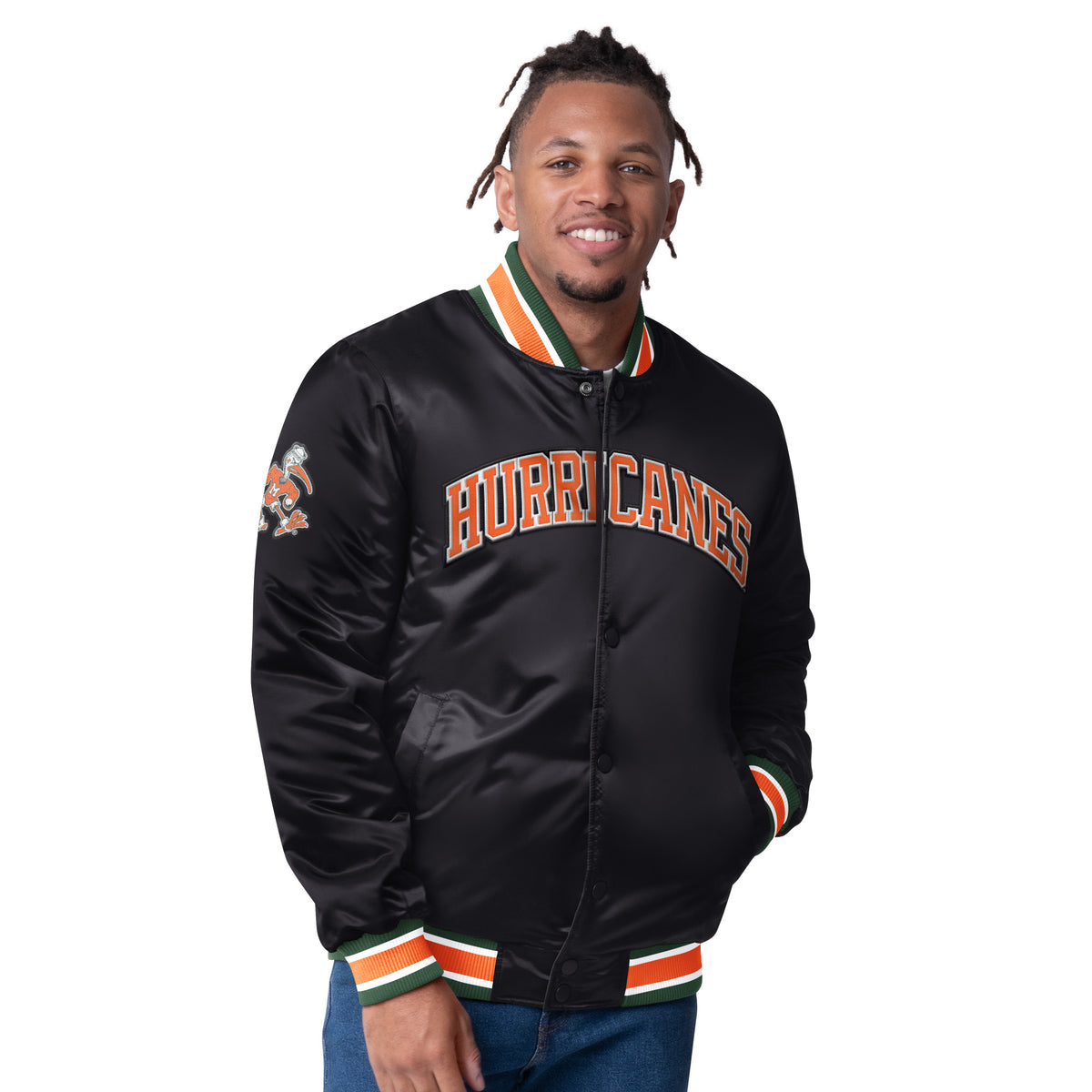 Miami Hurricanes Classic Vintage Reversible Starter Jacket- Black / Wh