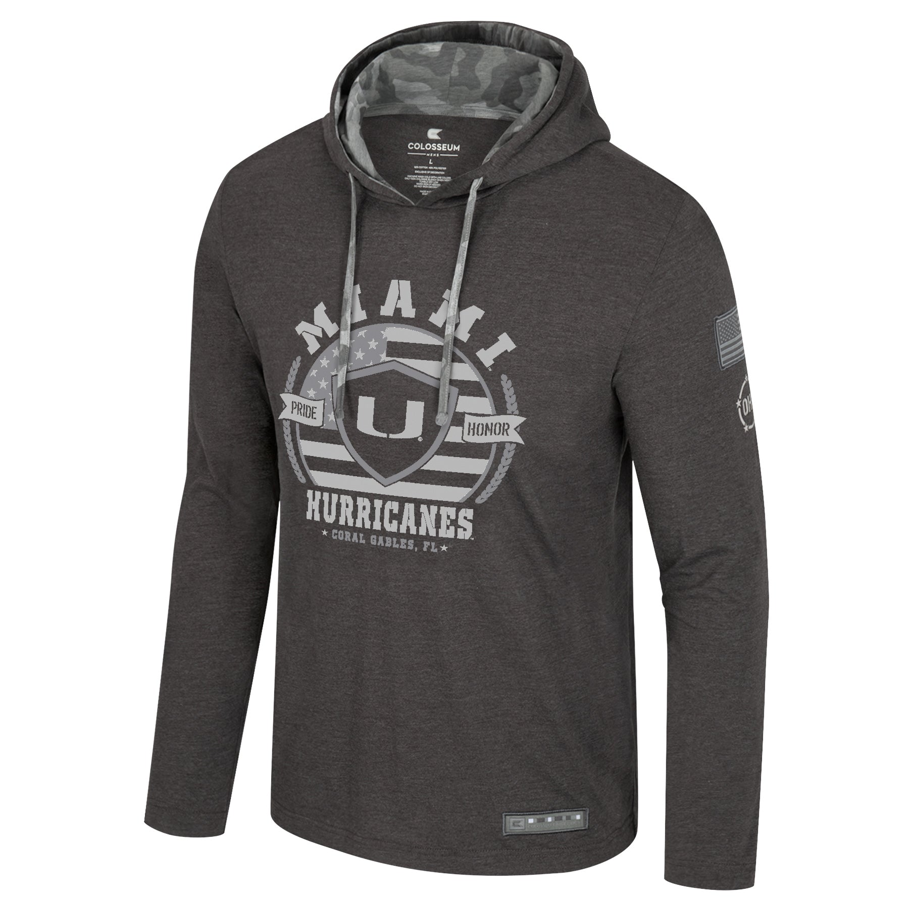 Miami Hurricanes Colosseum OHT MENS SQUAD HOODED TEE - Charcoal