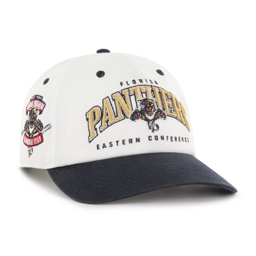 Florida Panthers 47 Brand Vintage Raw White Retro Freeze Hitch Adjustable Hat - White/Navy